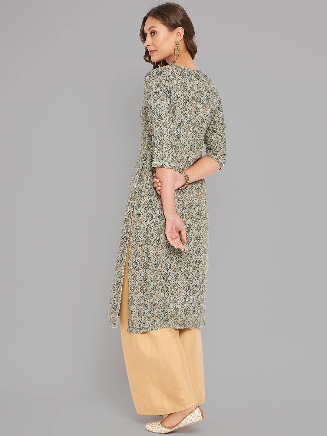 Women Olive Kurta With Lace - Kashyap Global Lifestyles LLP