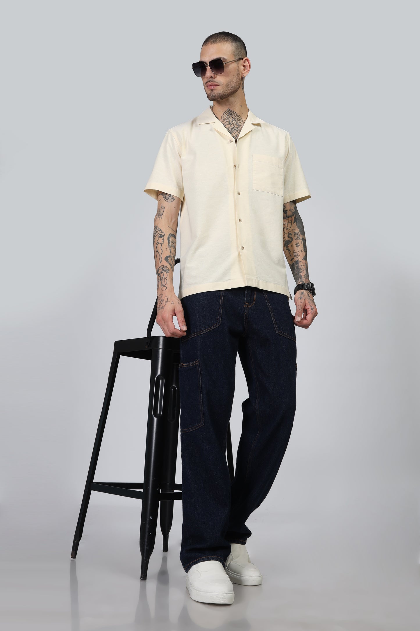 Uri Cuban Collar Yellow Oxford Shirt - Kashyap Global Lifestyles LLP