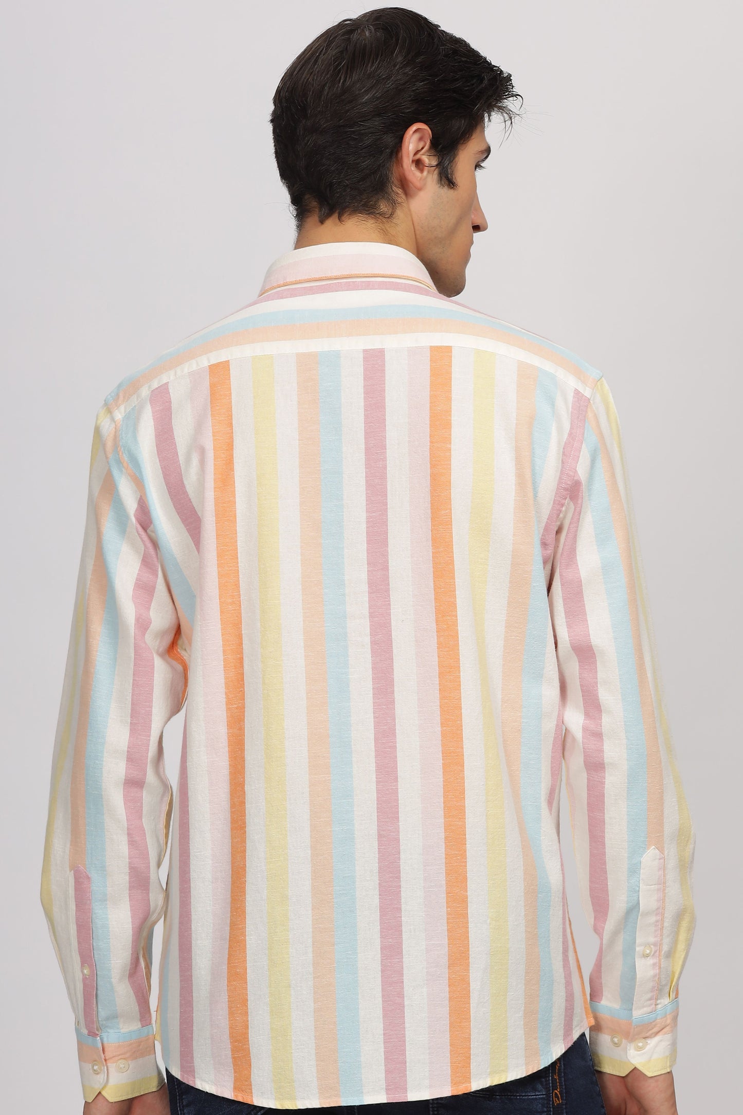 Uri Linen Blend Multicolor Stripe Casual Shirt