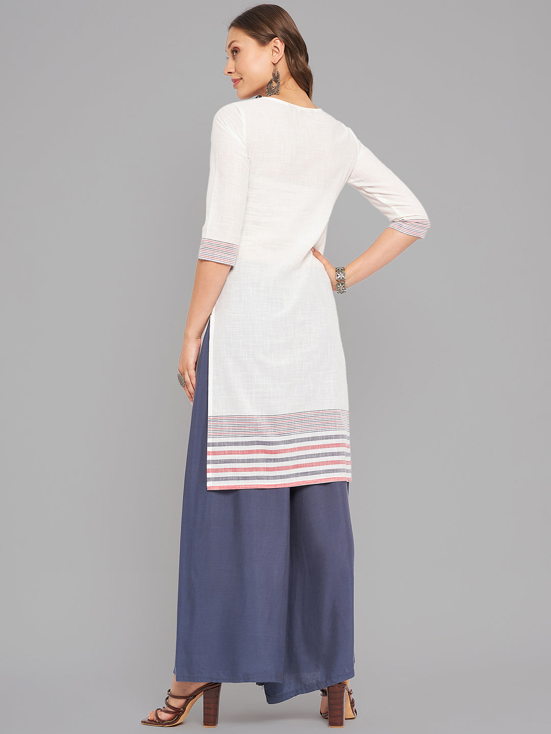 Women White Knee Length Kurta - Kashyap Global Lifestyles LLP