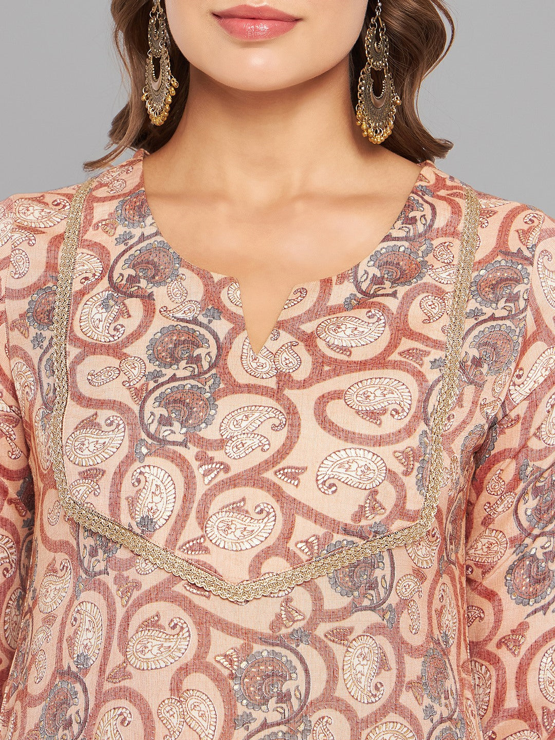 Women Brown Printed Straight Kurta - Kashyap Global Lifestyles LLP