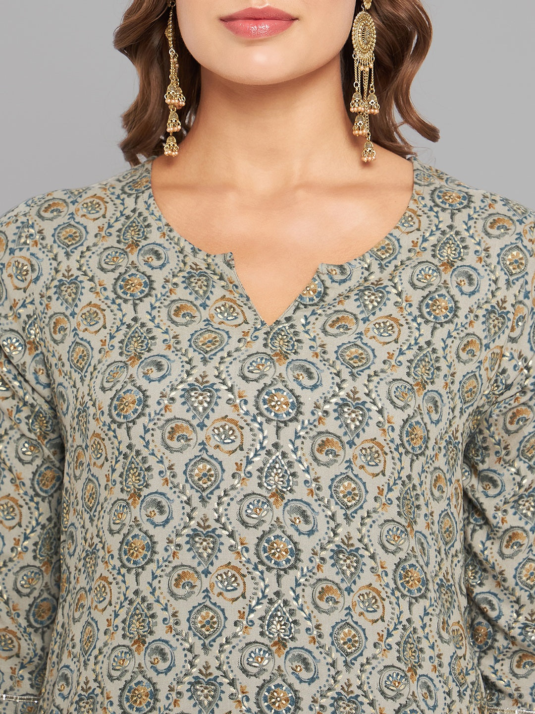 Women Olive Kurta With Lace - Kashyap Global Lifestyles LLP