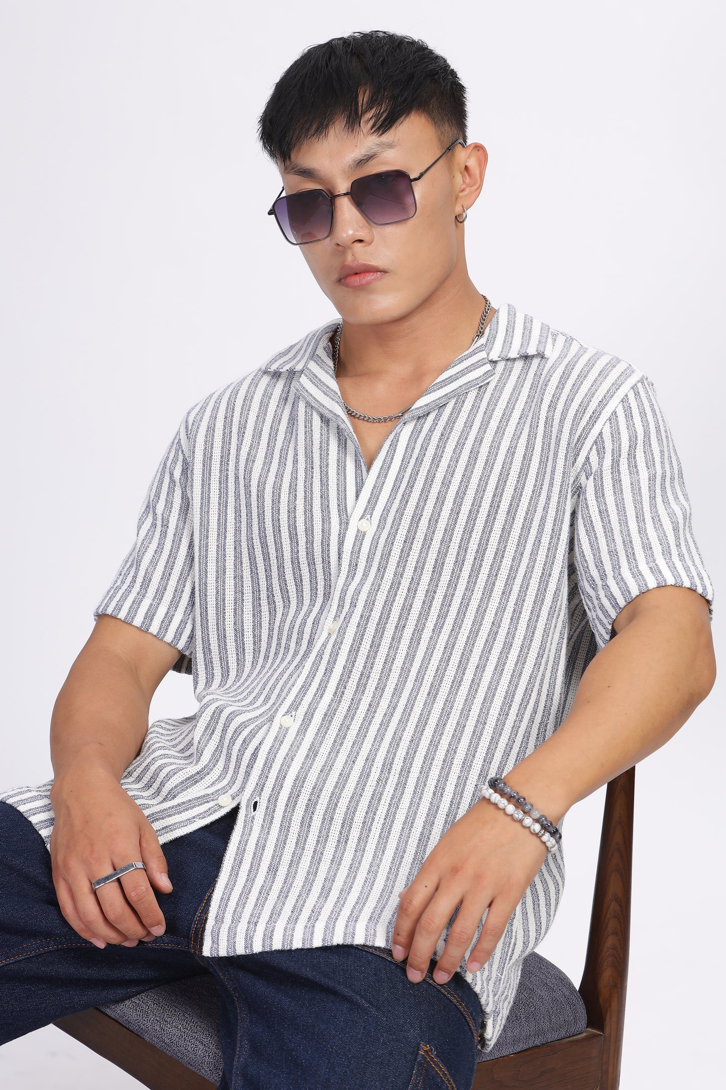 Uri Striped Matte Weave Resort Shirt - Kashyap Global Lifestyles LLP