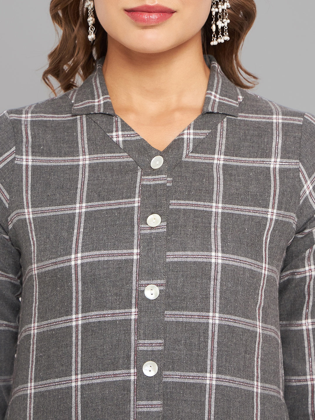 Women Grey Collar Neck Kurta - Kashyap Global Lifestyles LLP