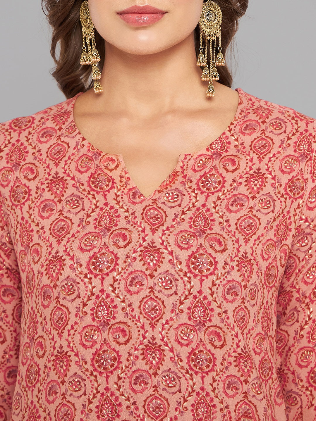 Women Pink Kurta With Lace - Kashyap Global Lifestyles LLP