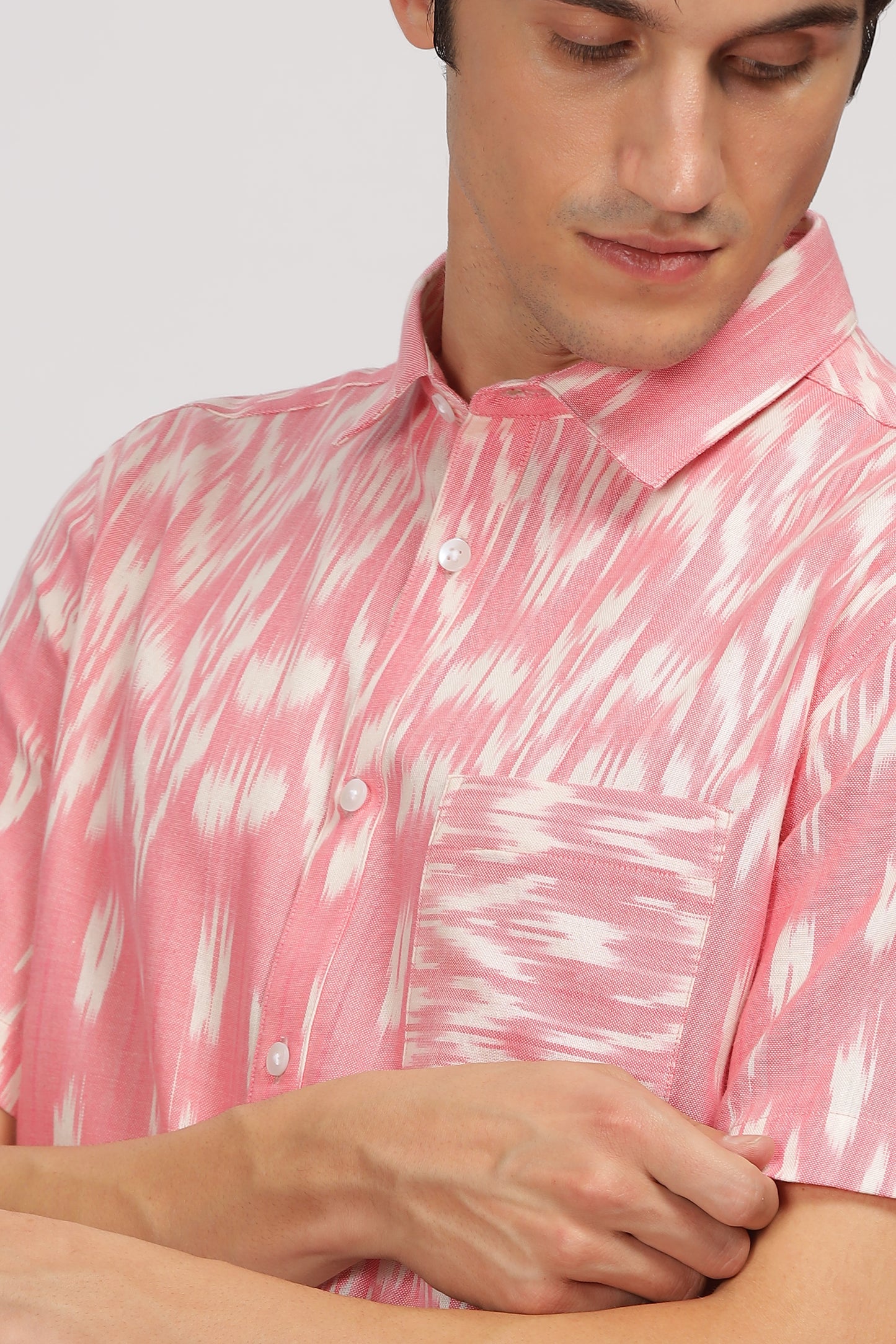 Uri Pink Ikat Regular Fit Casual Shirt