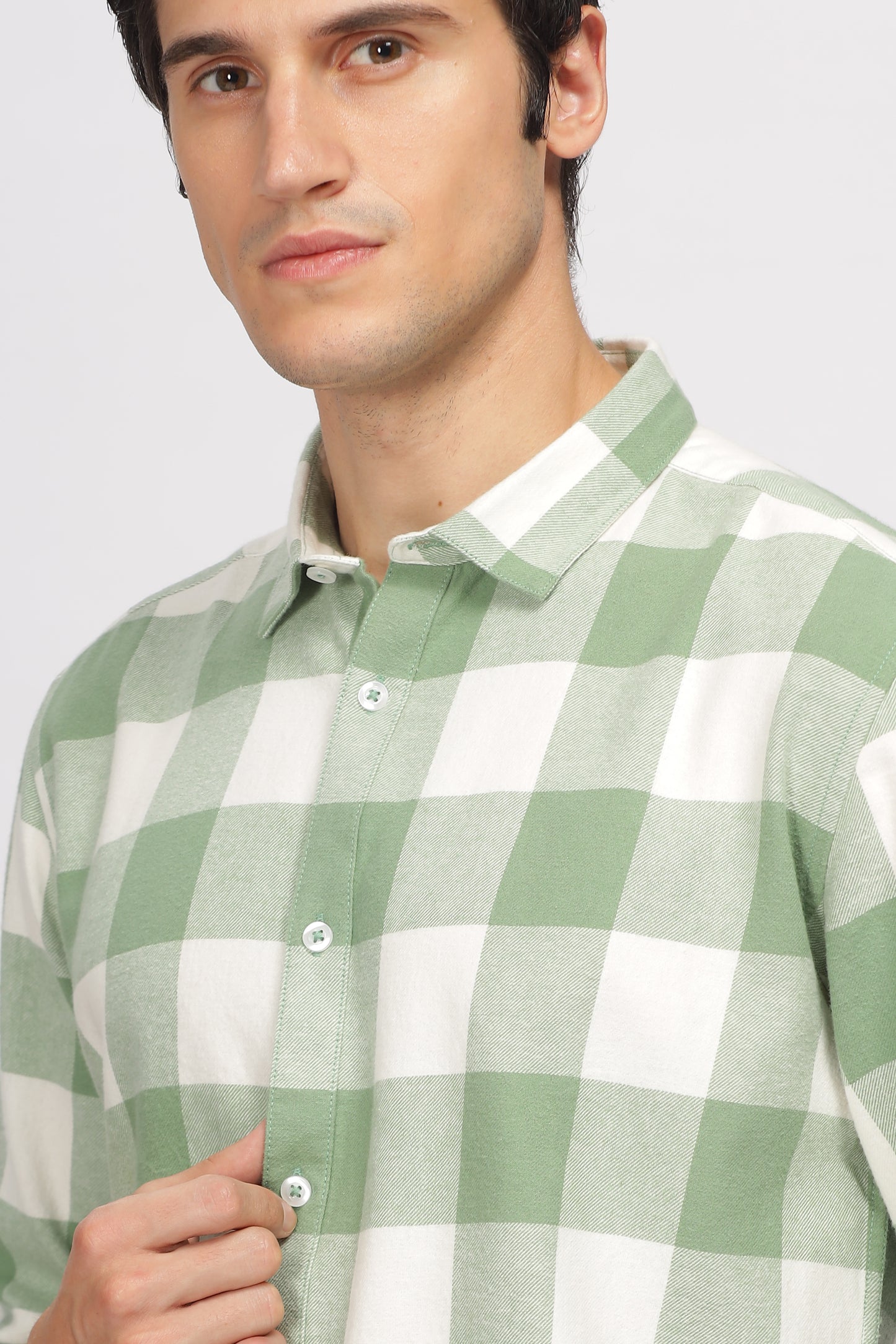 Uri Green Checked Flannel Shirt