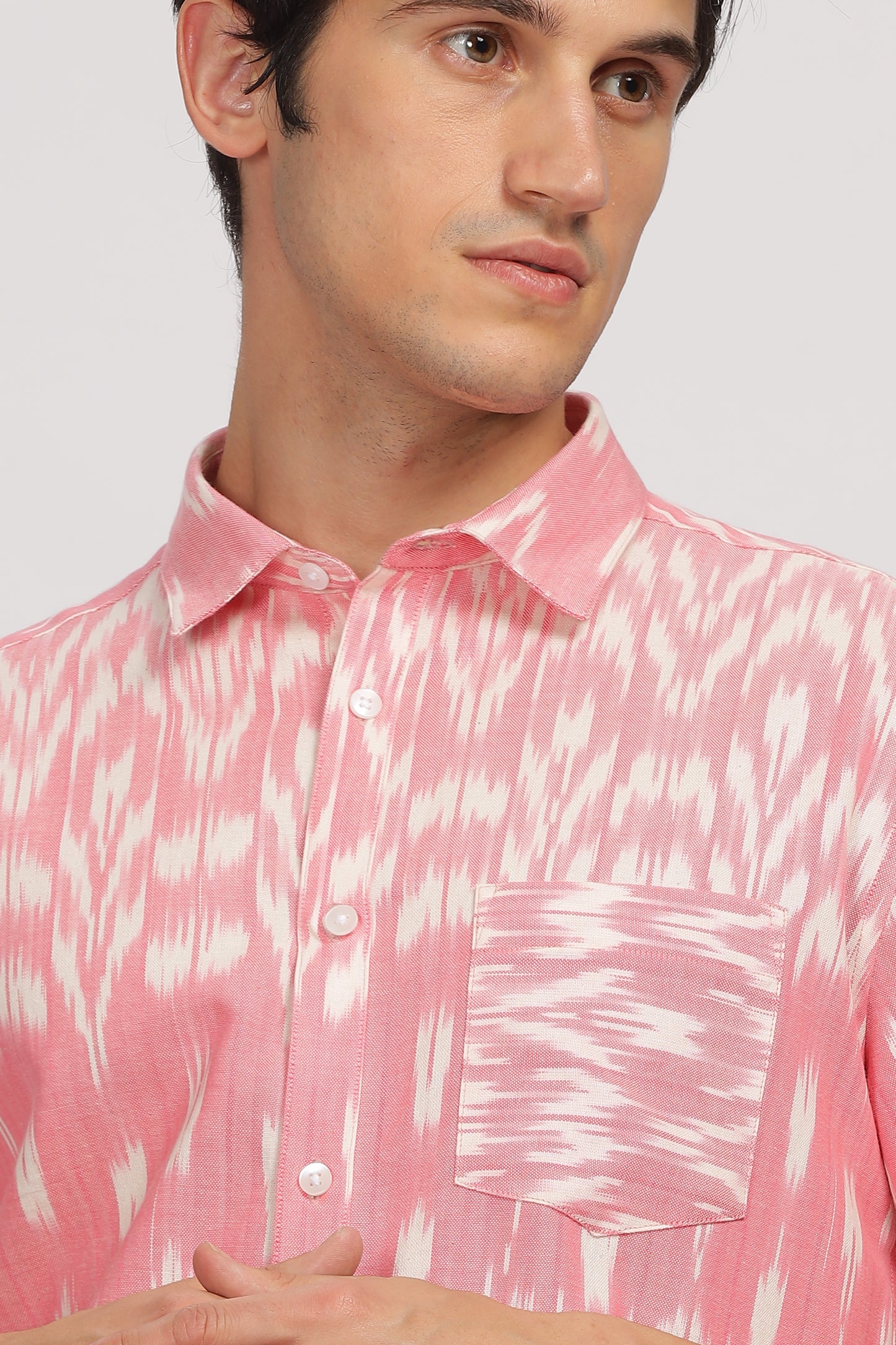 Uri Pink Ikat Regular Fit Casual Shirt