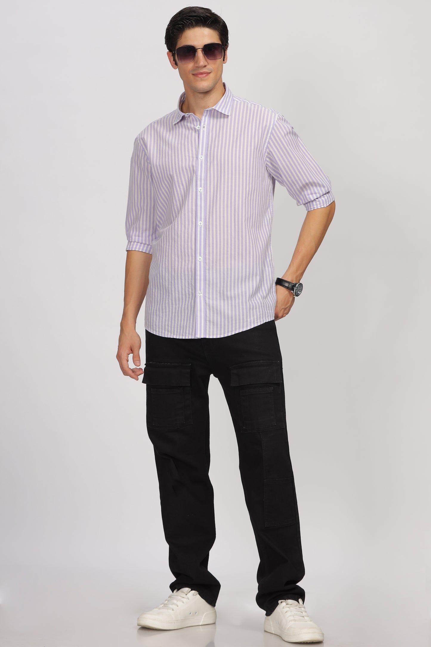 Uri Purple Stripe Full Sleeve Shirt