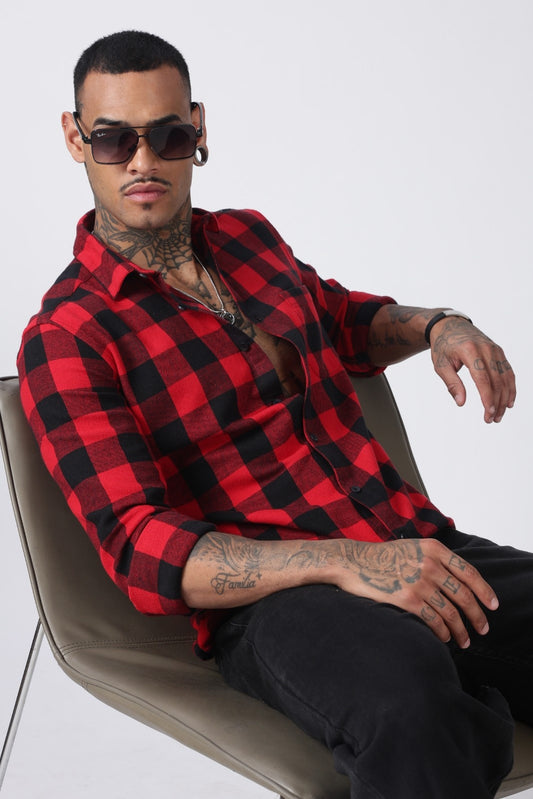 Red & Black Buffalo Check Casual Shirt