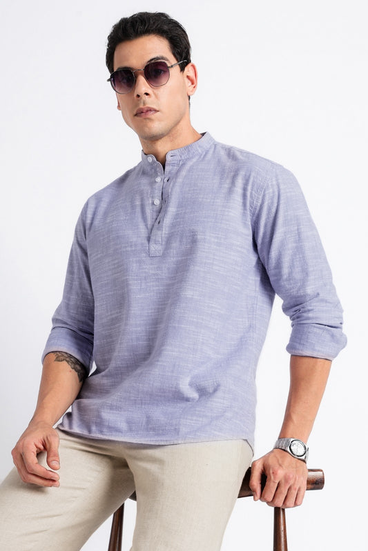 Dusty Lavender Textured Short Kurta