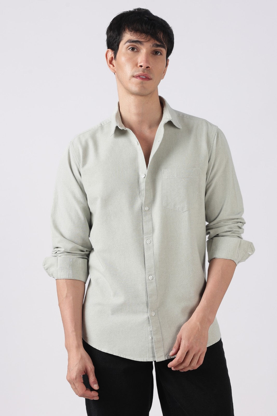 Dove Green Solid Casual Shirt