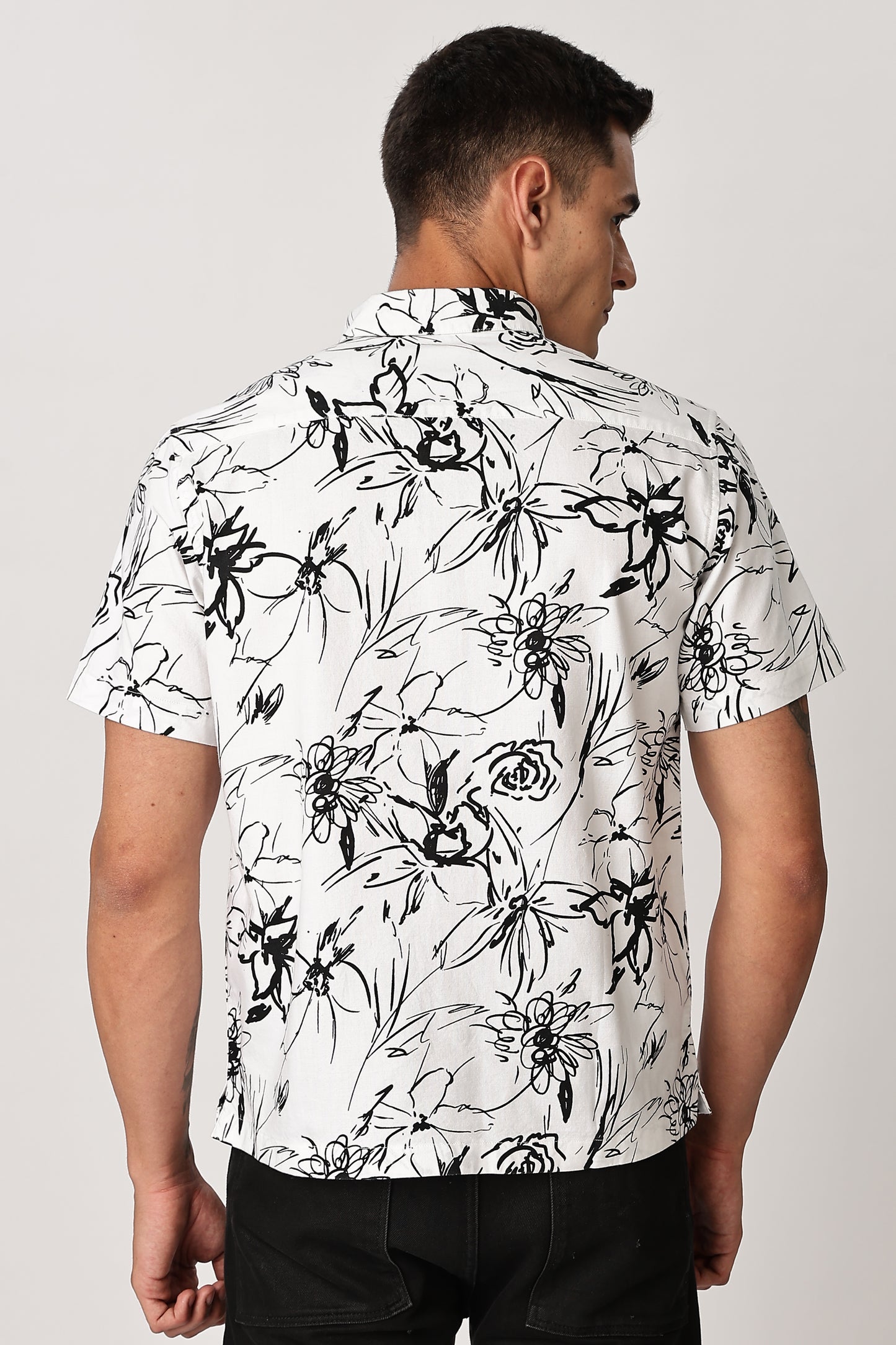 Uri Floral Sketch White Shirt