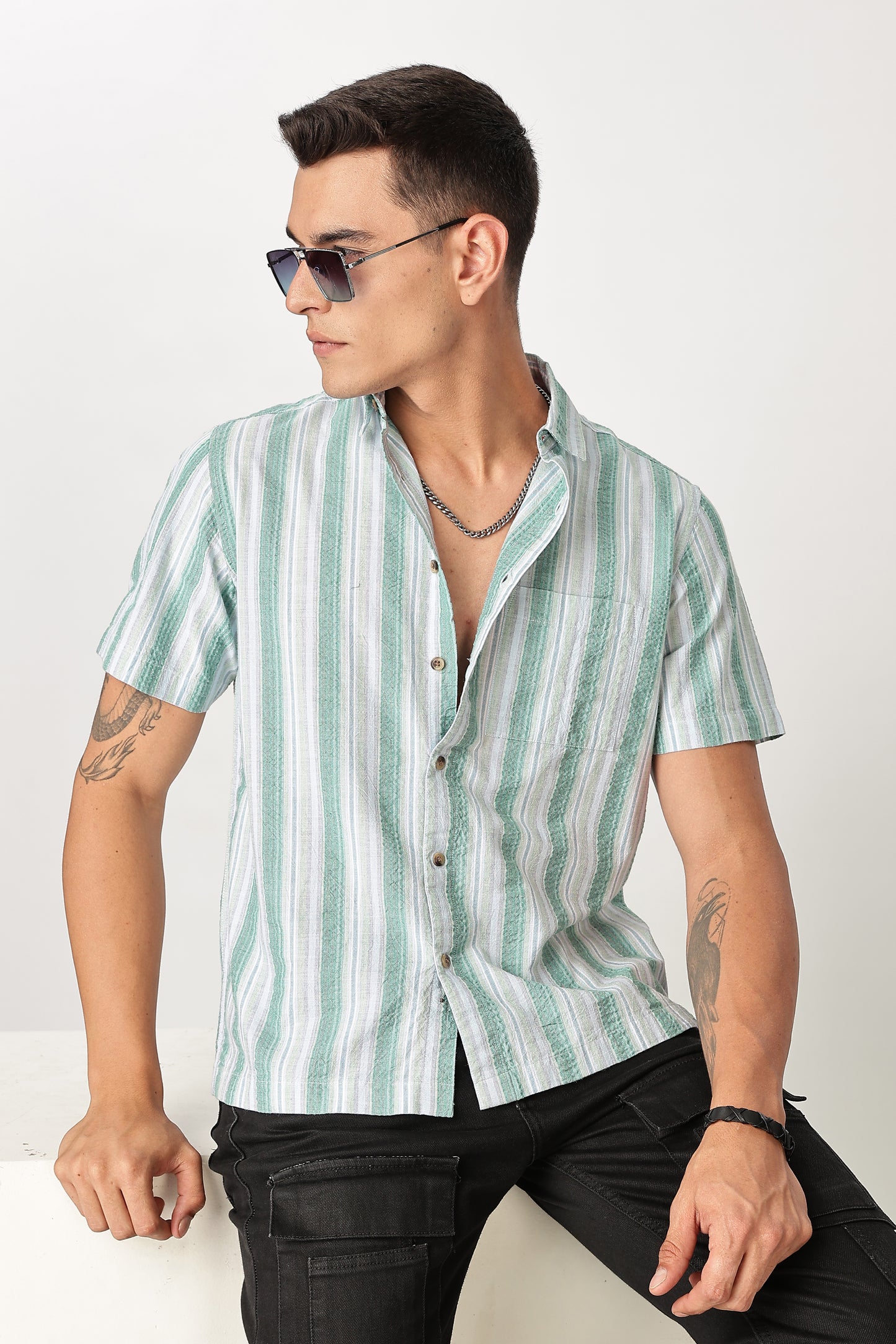 Uri Multicolor Seersucker Striped Shirt