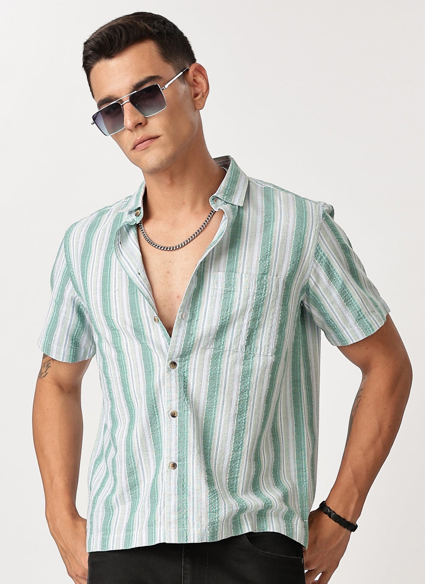Uri Multicolor Seersucker Striped Shirt