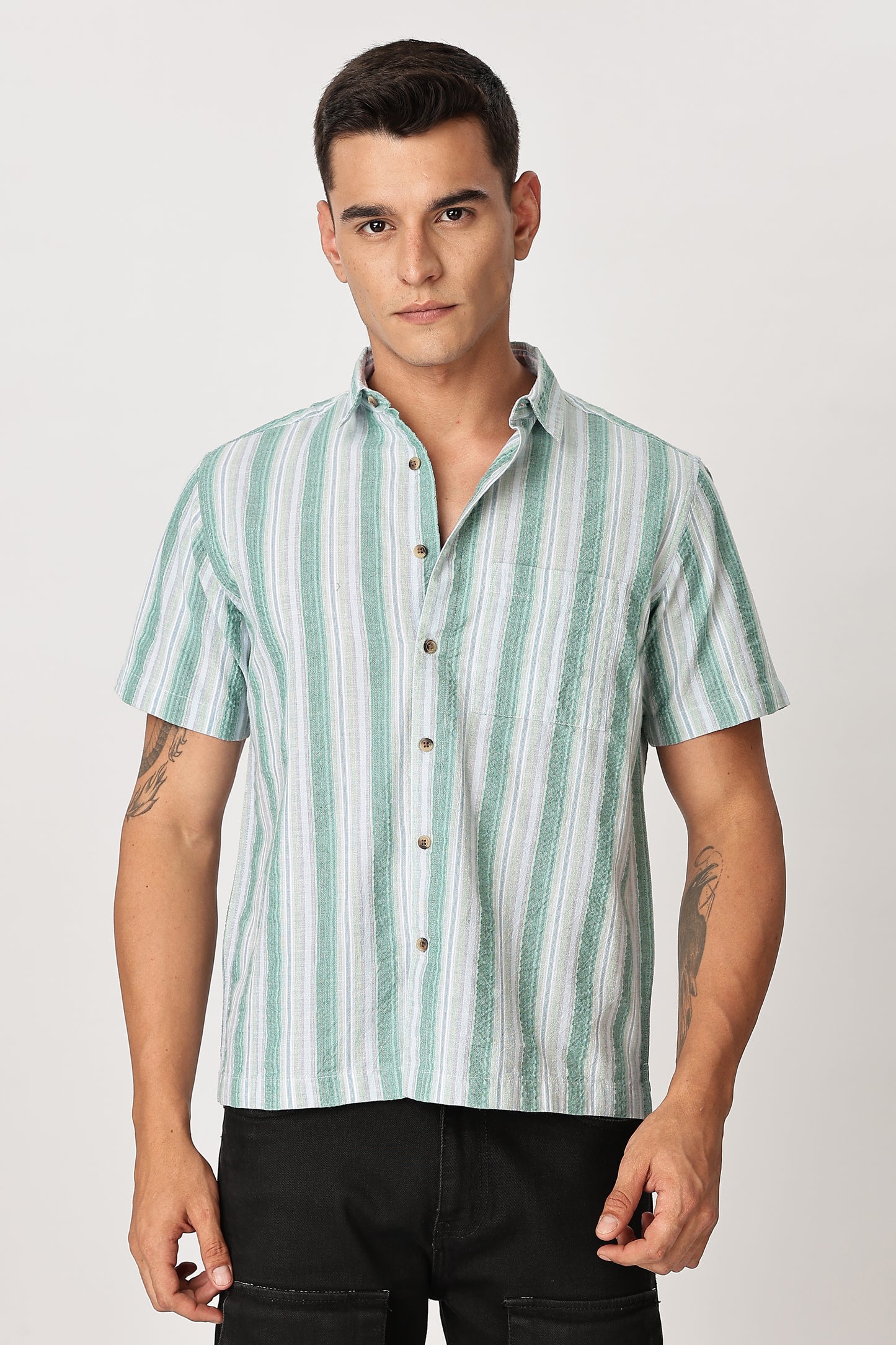 Uri Multicolor Seersucker Striped Shirt