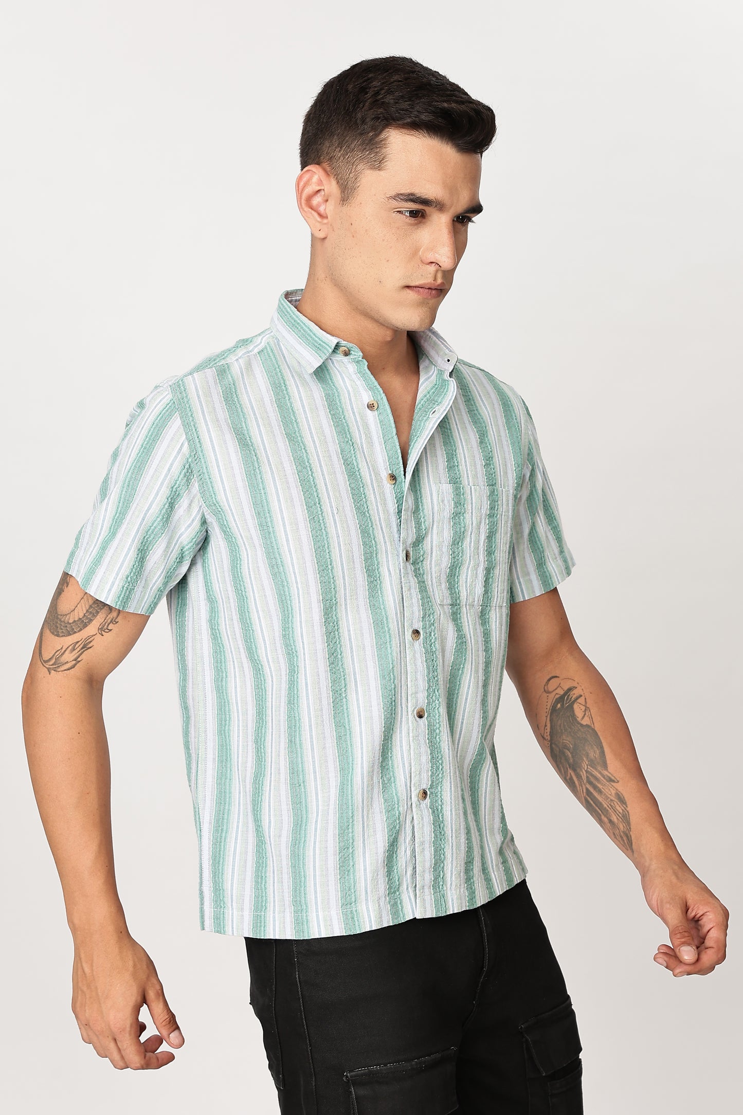 Uri Multicolor Seersucker Striped Shirt