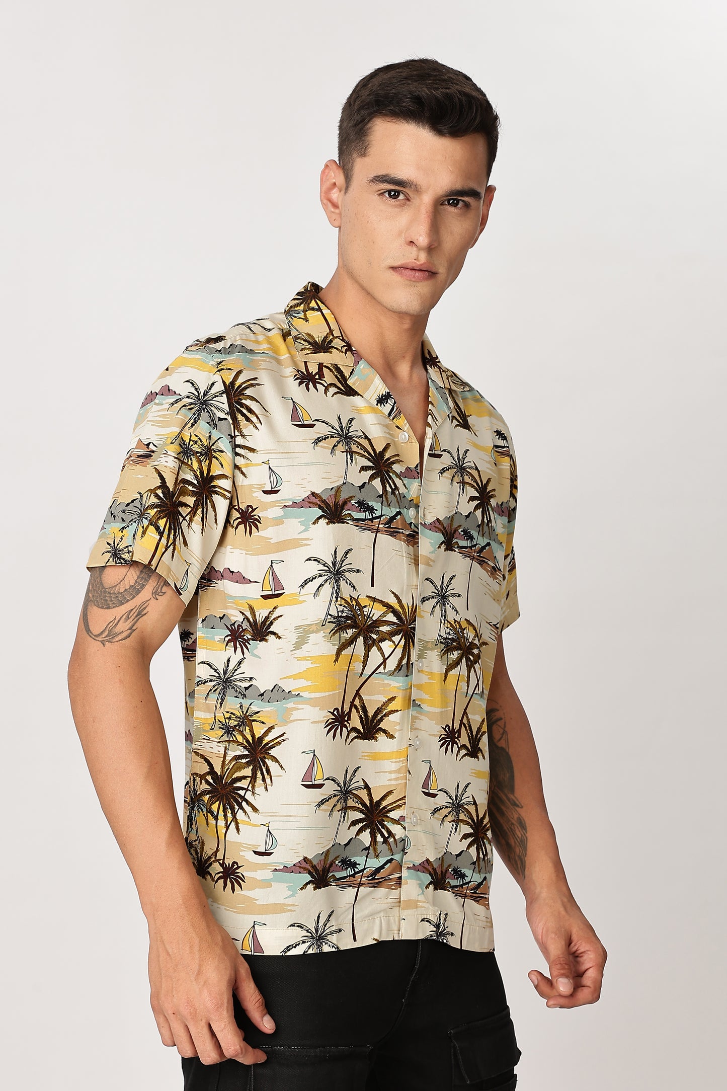 Uri Sunset Palm Print Shirt