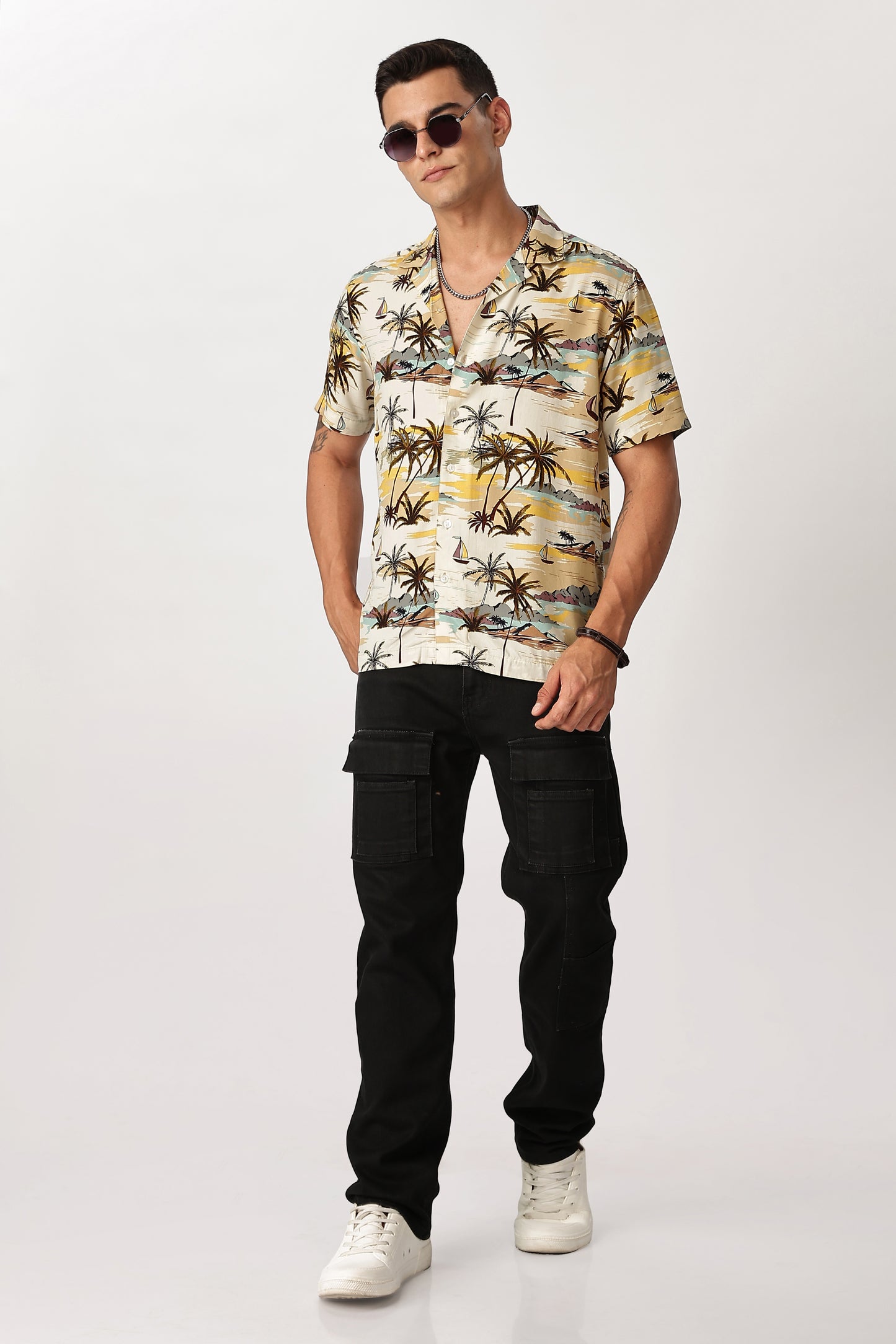 Uri Sunset Palm Print Shirt