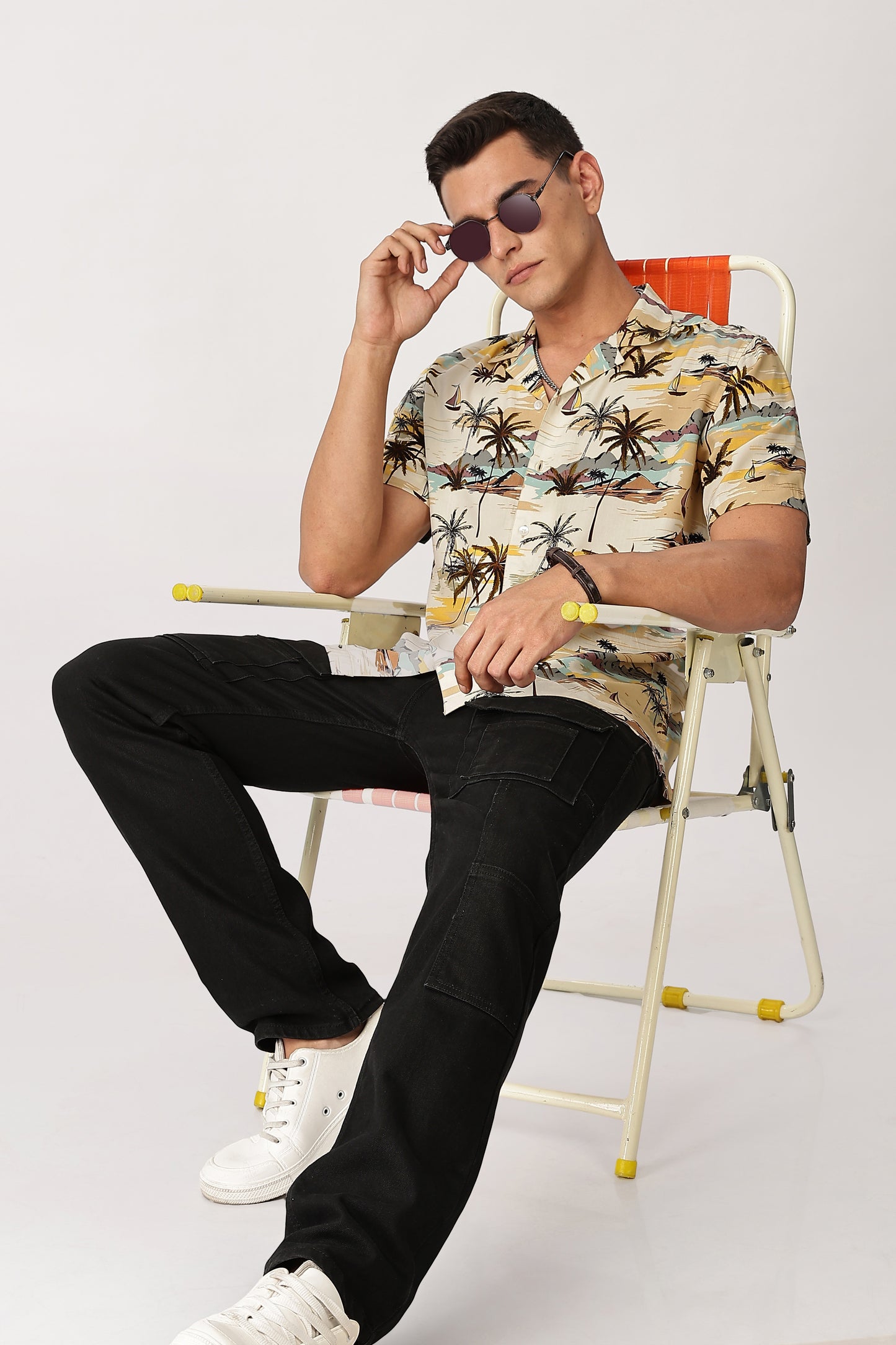 Uri Sunset Palm Print Shirt