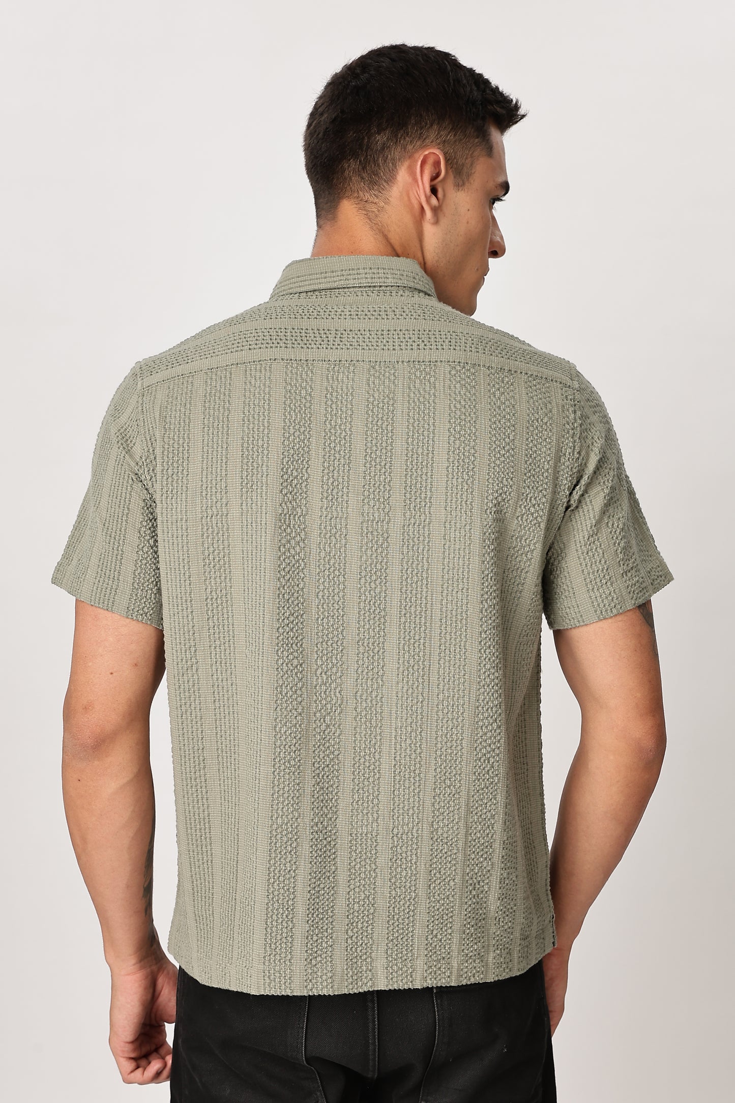 Uri Sage Green Seersucker Shirt