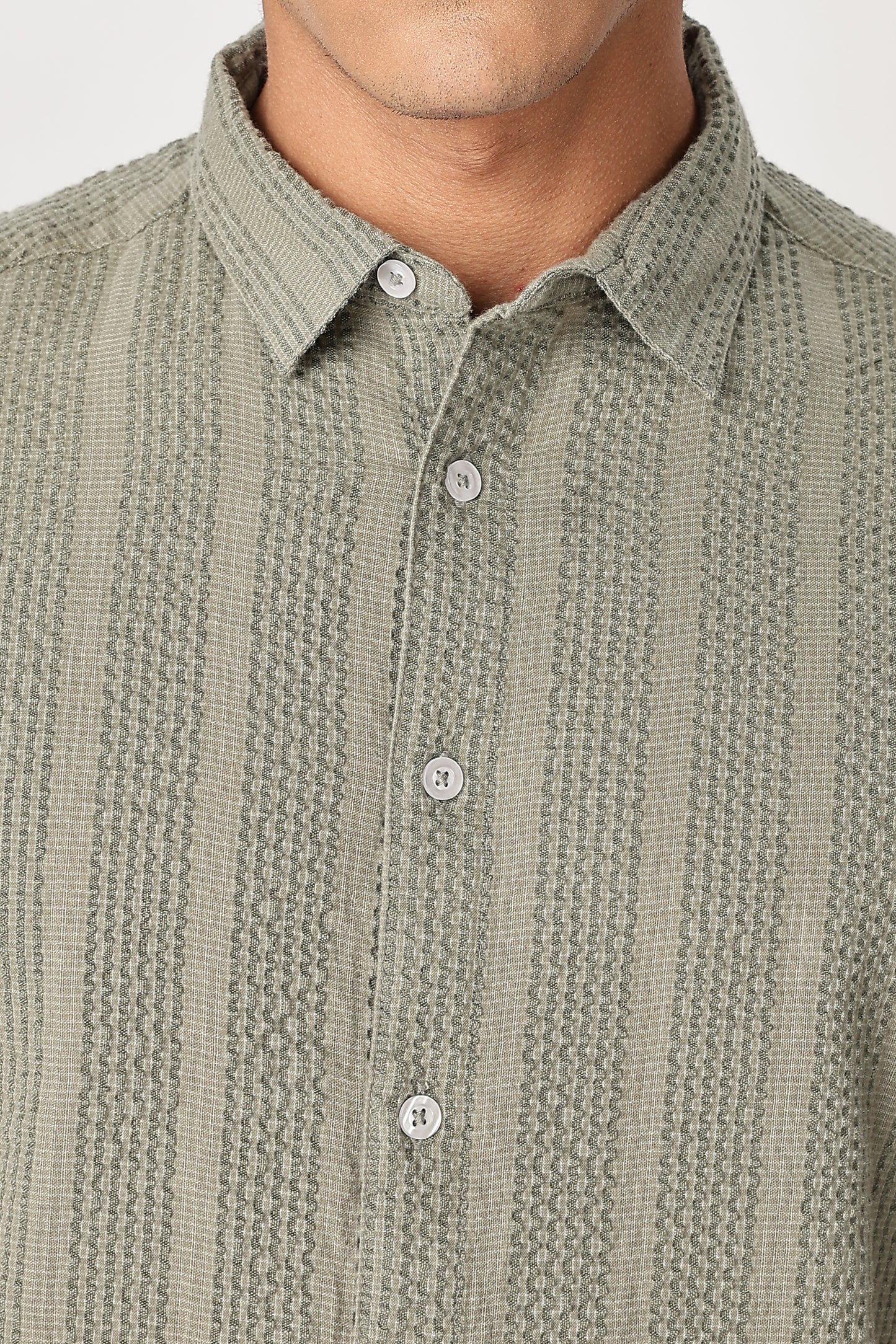 Uri Sage Green Seersucker Shirt