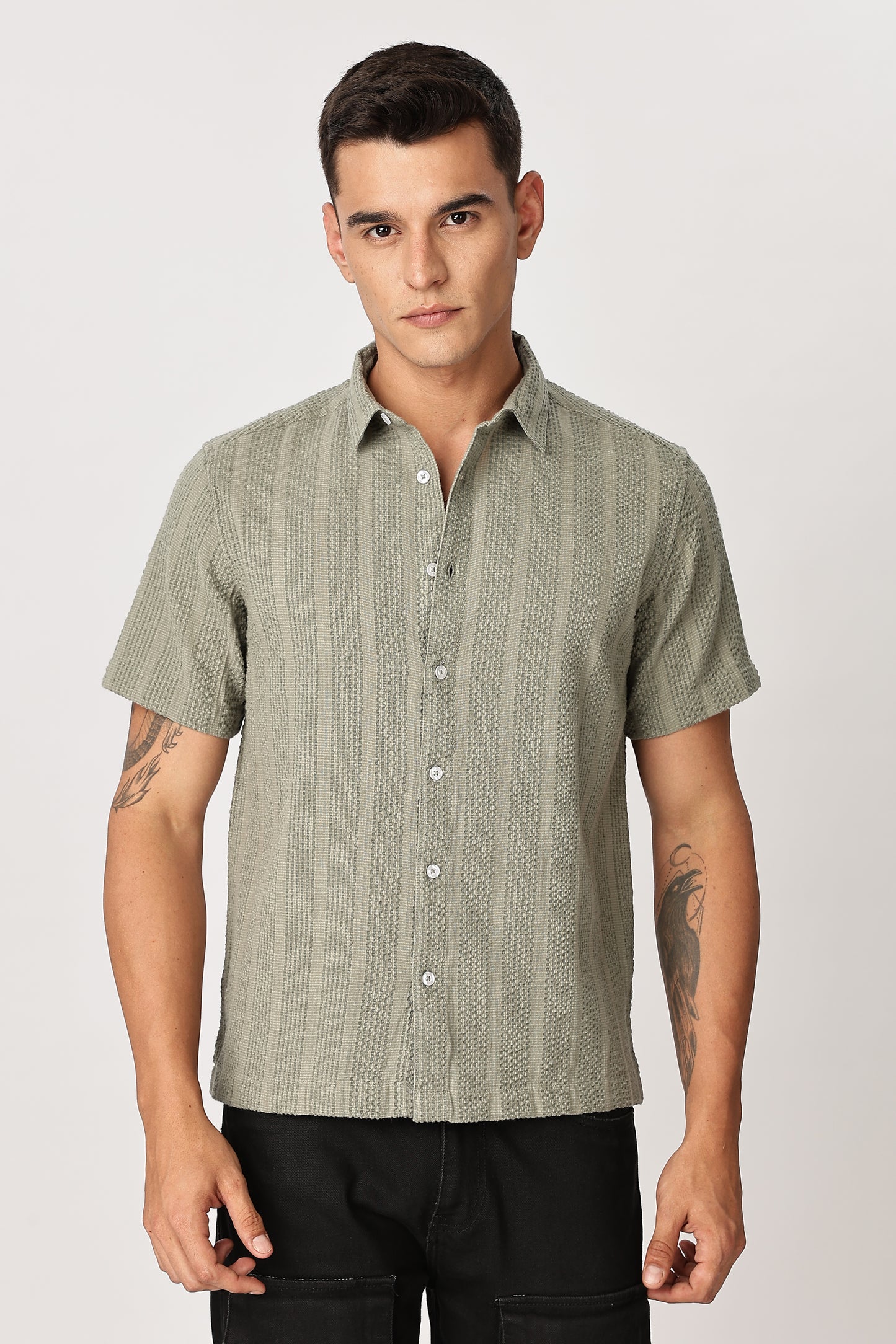 Uri Sage Green Seersucker Shirt