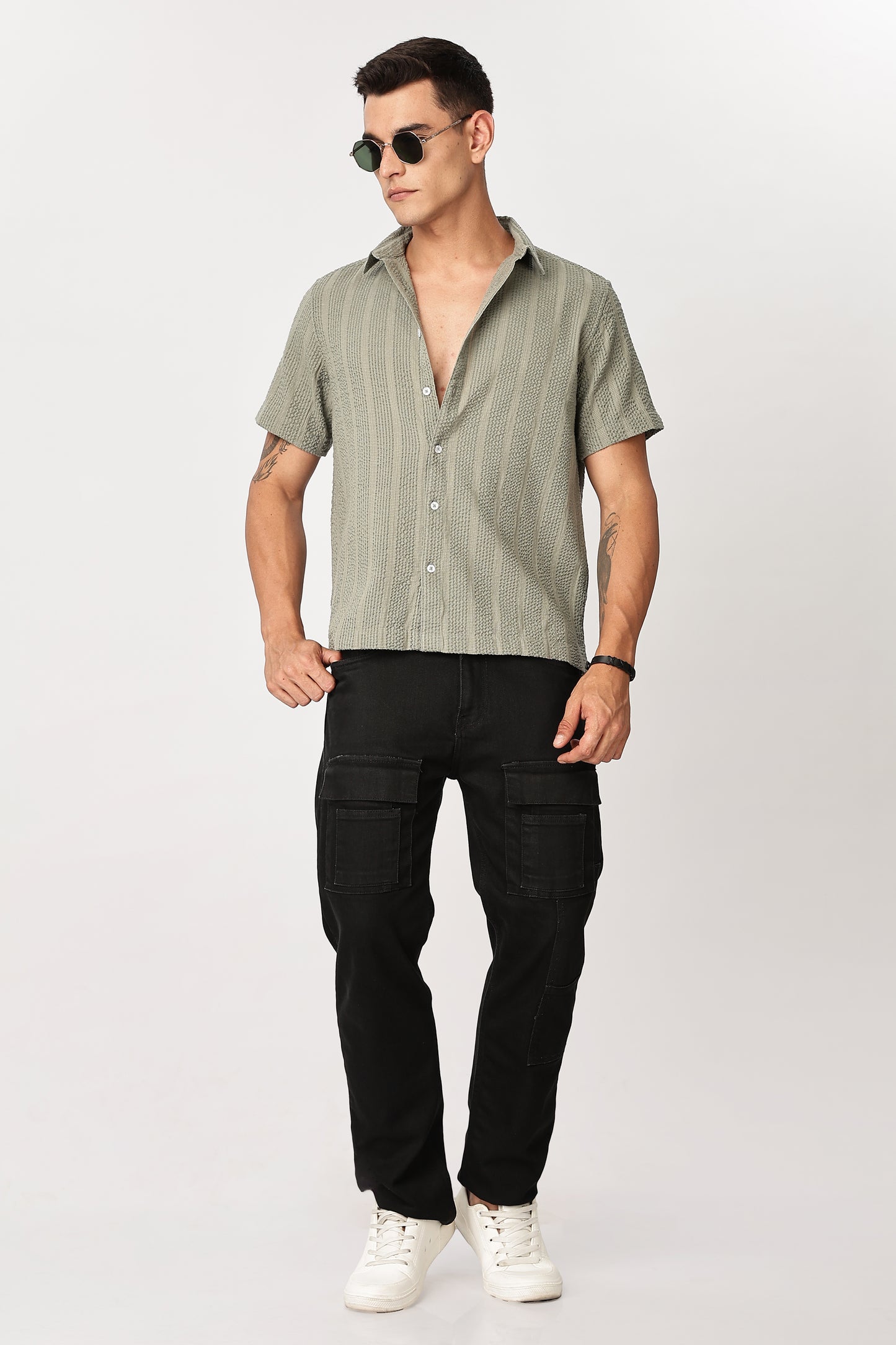 Uri Sage Green Seersucker Shirt