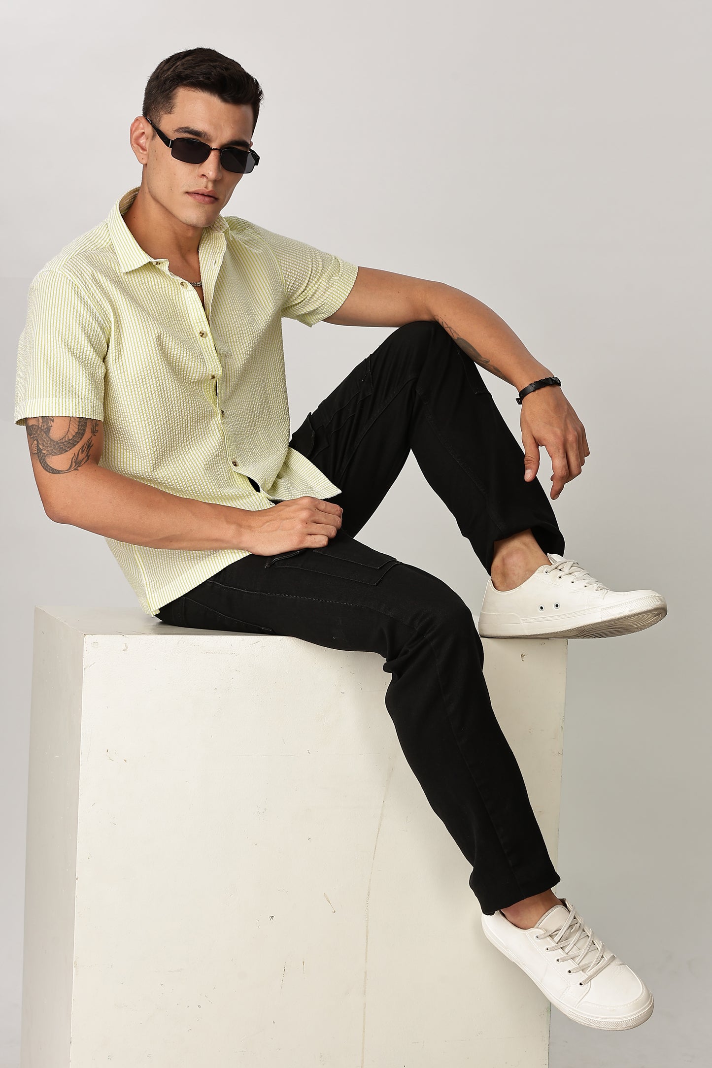 Uri Butter Yellow Seersucker Shirt