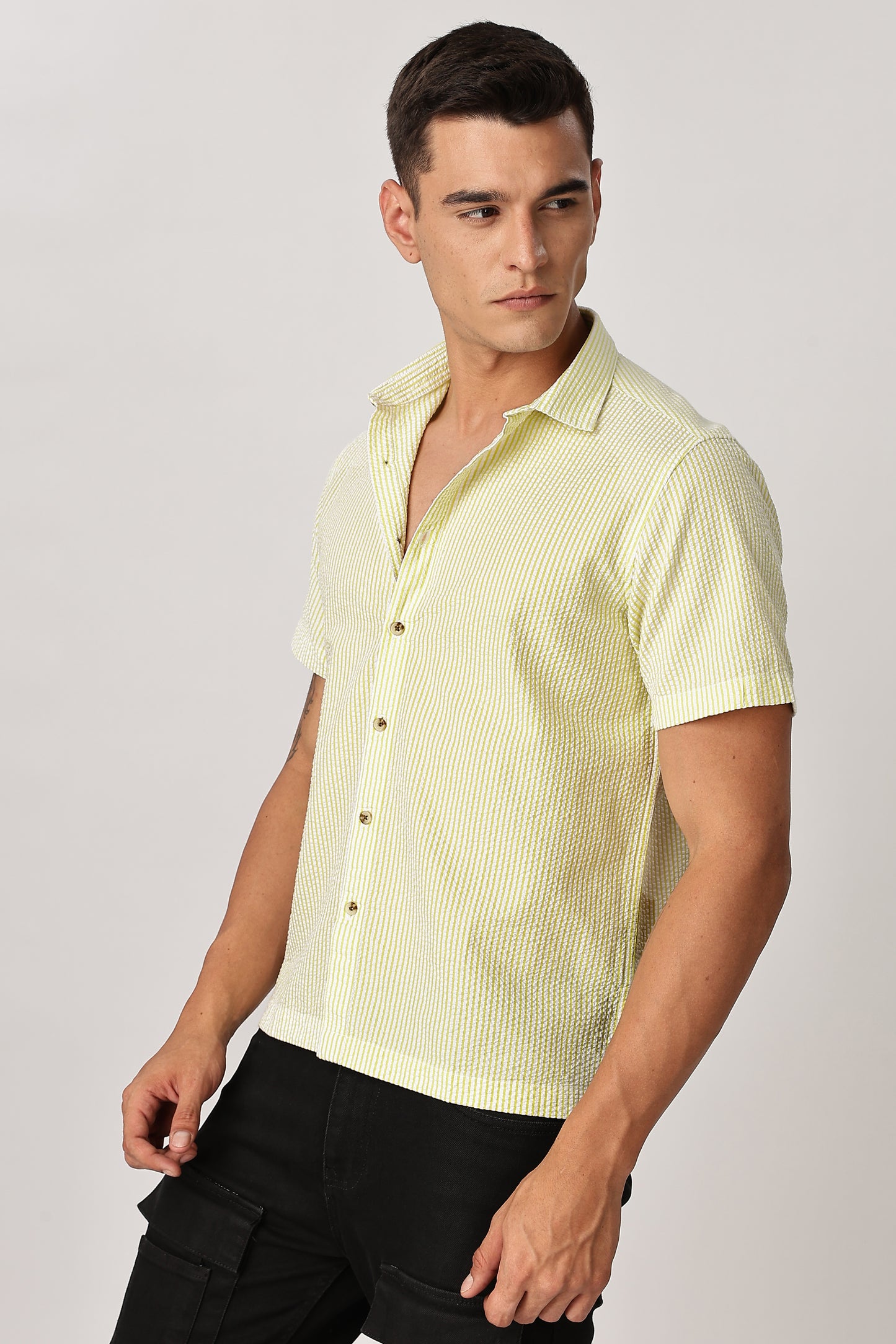 Uri Butter Yellow Seersucker Shirt