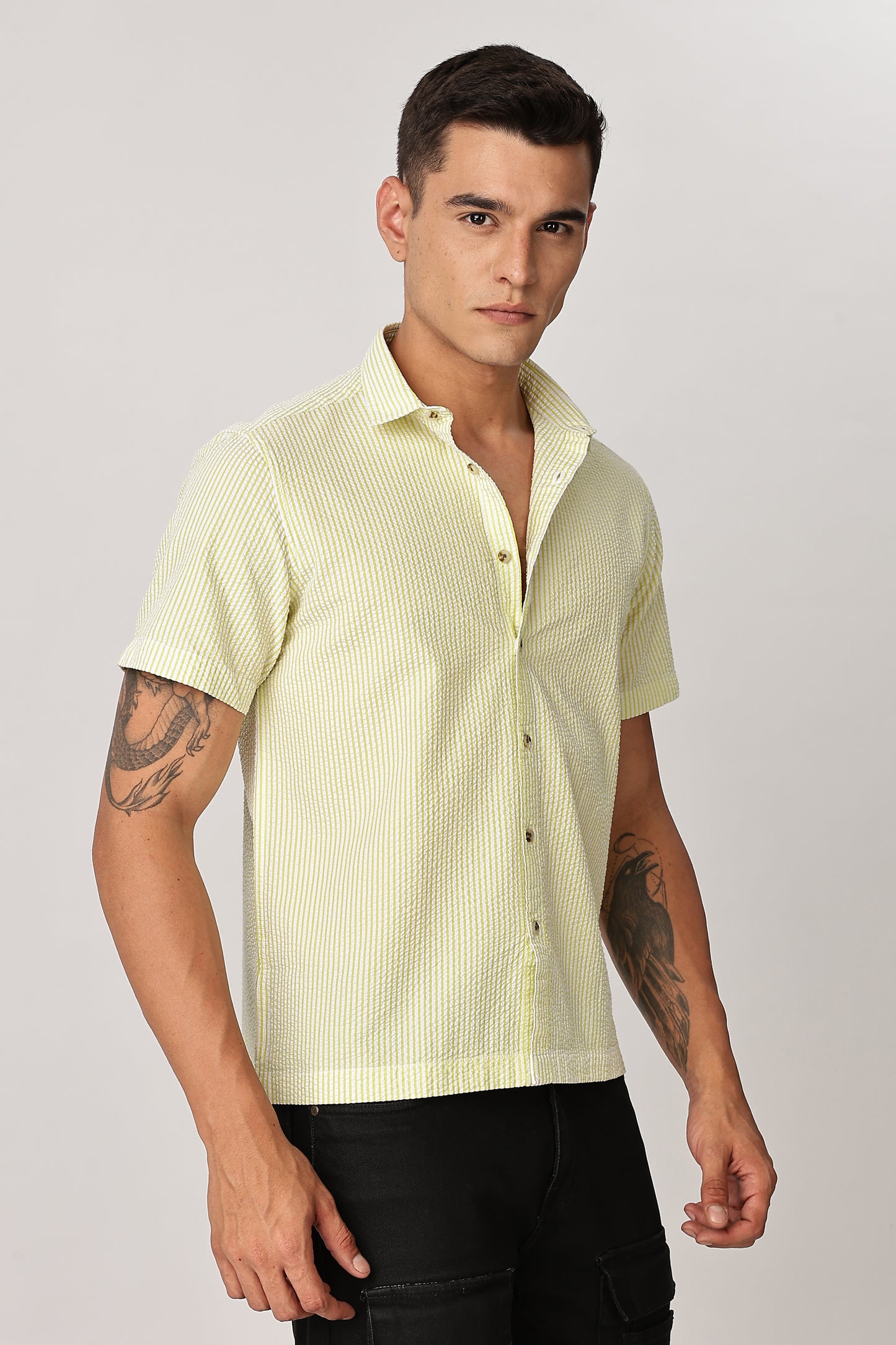 Uri Butter Yellow Seersucker Shirt