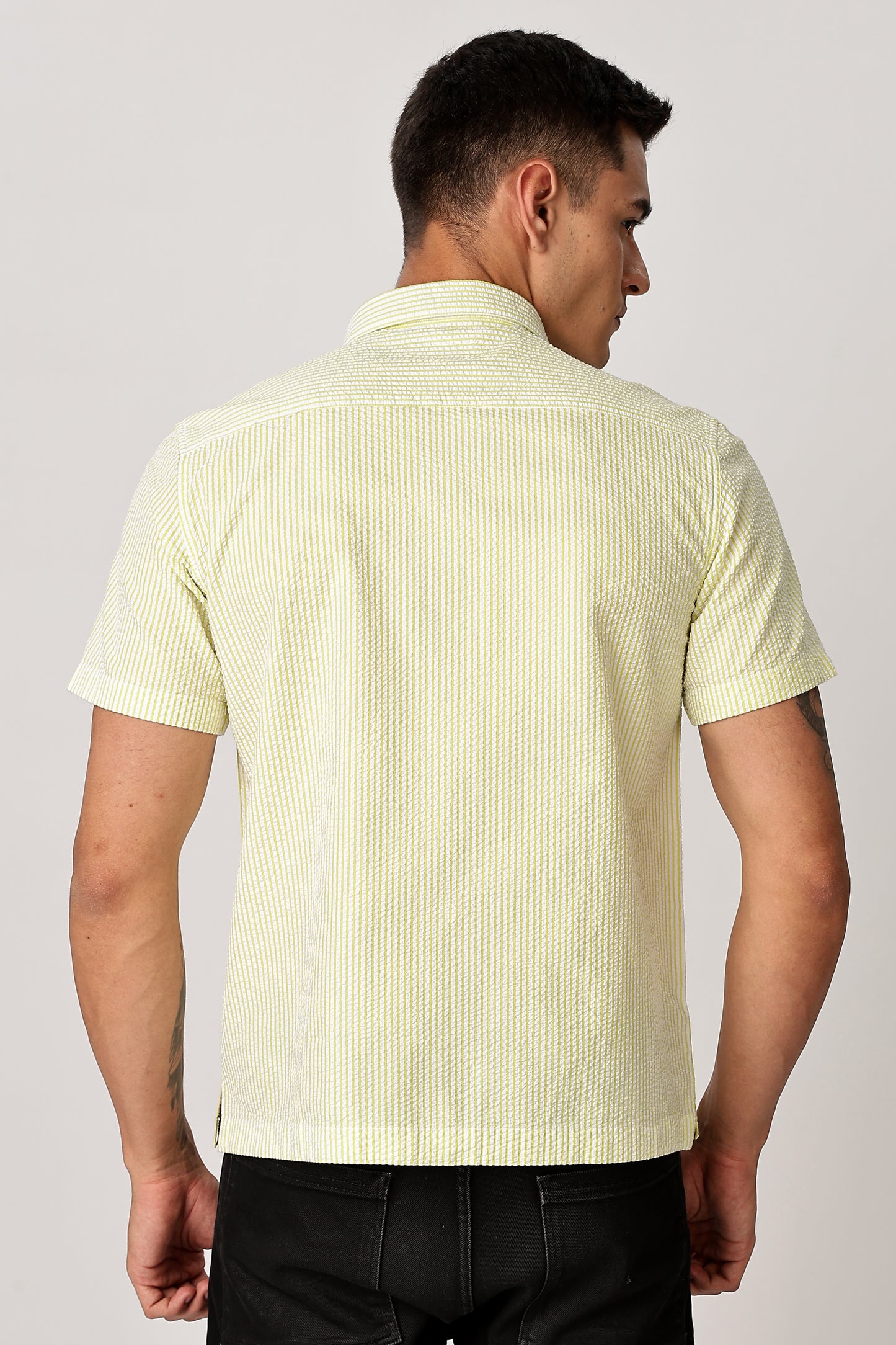 Uri Butter Yellow Seersucker Shirt
