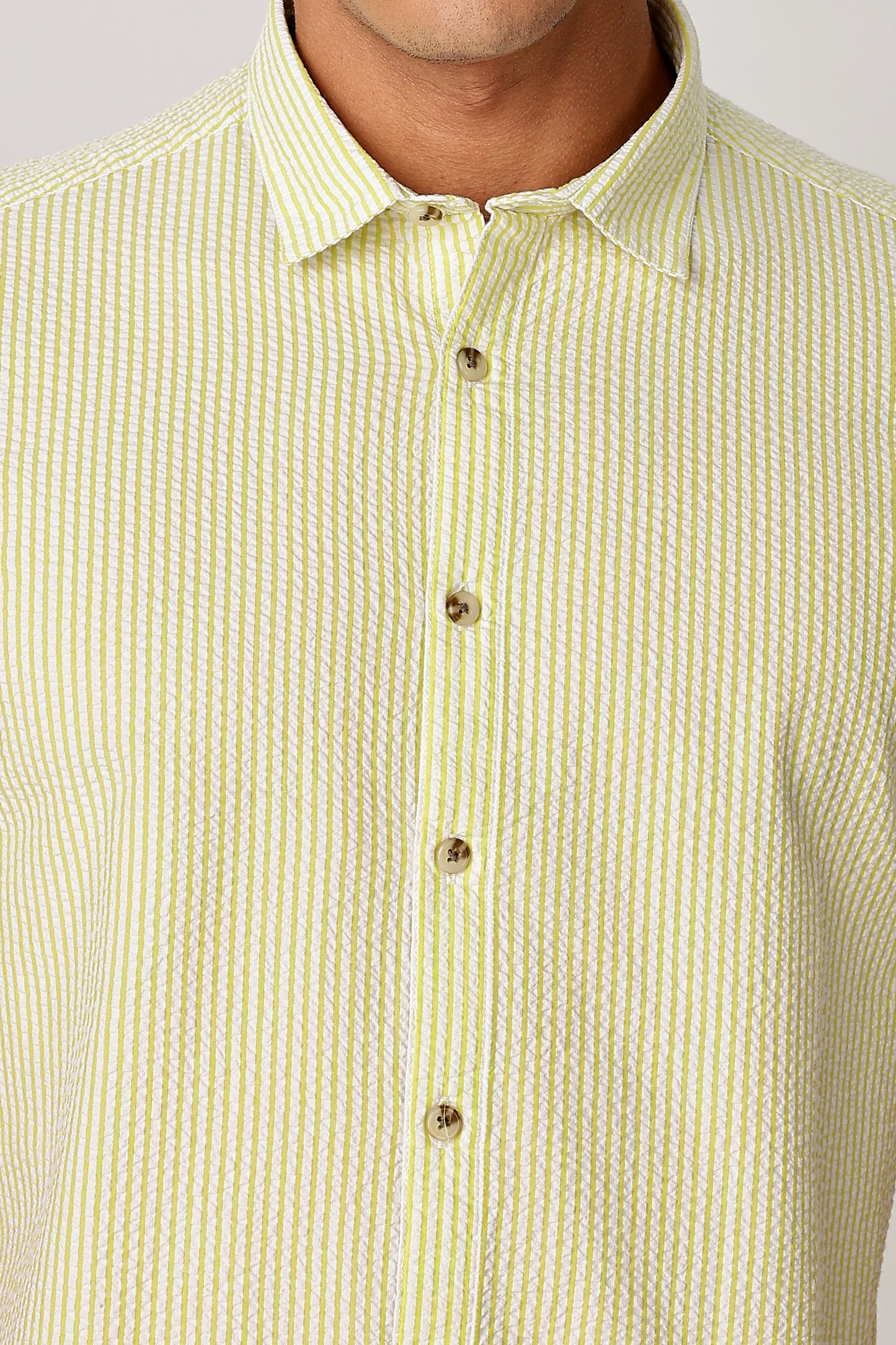 Uri Butter Yellow Seersucker Shirt