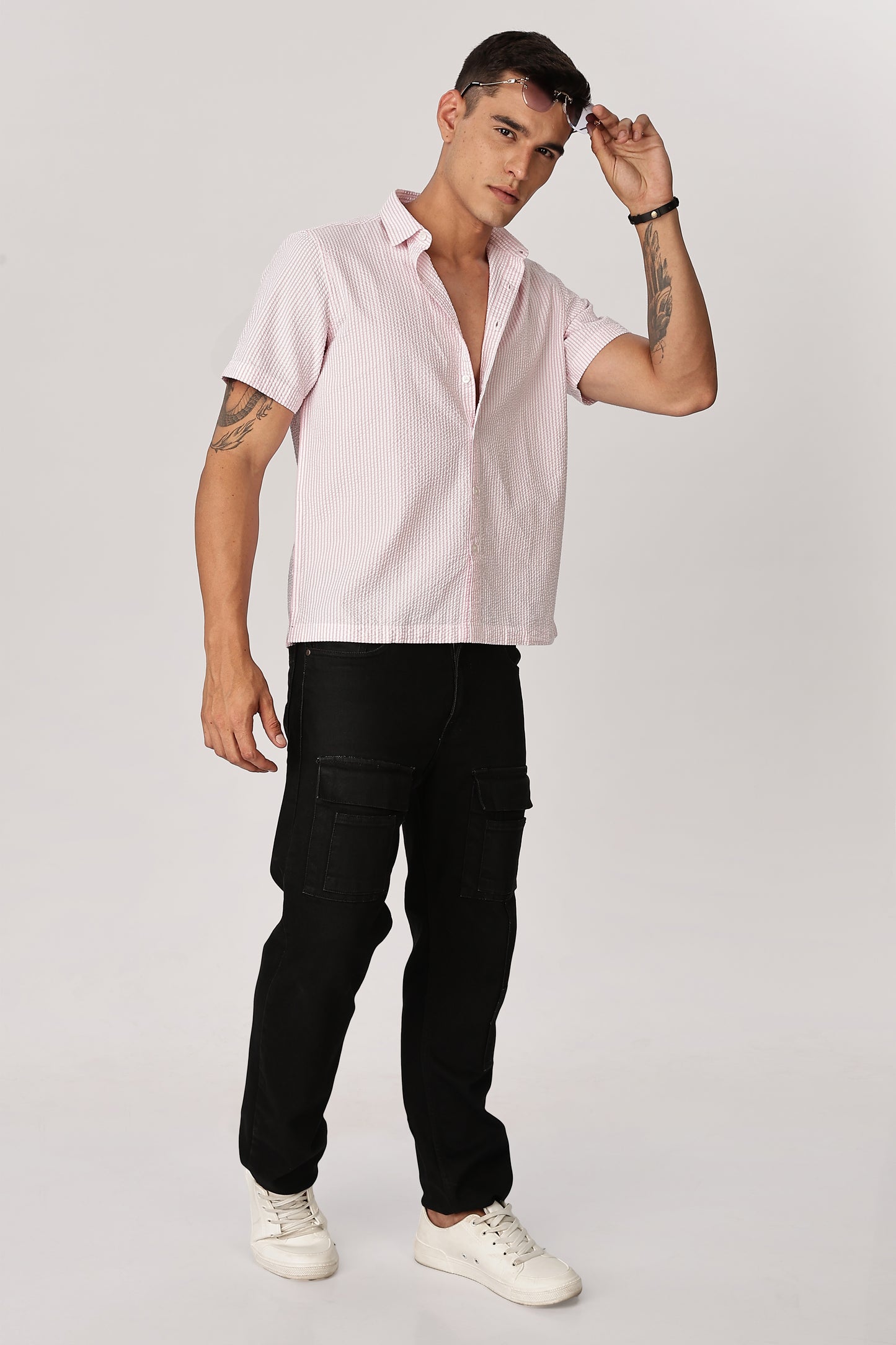 Uri Pink Seersucker Shirt