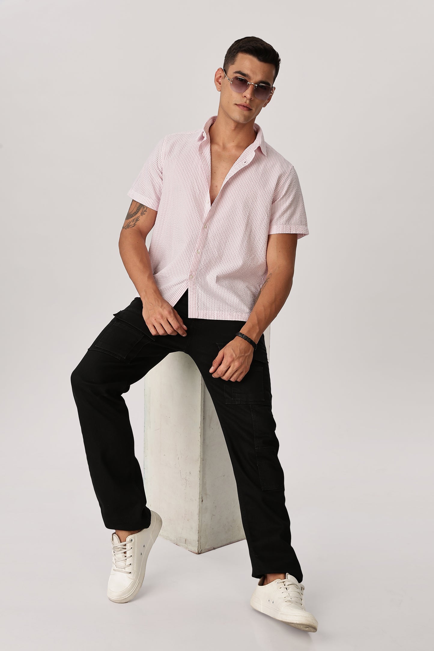 Uri Pink Seersucker Shirt