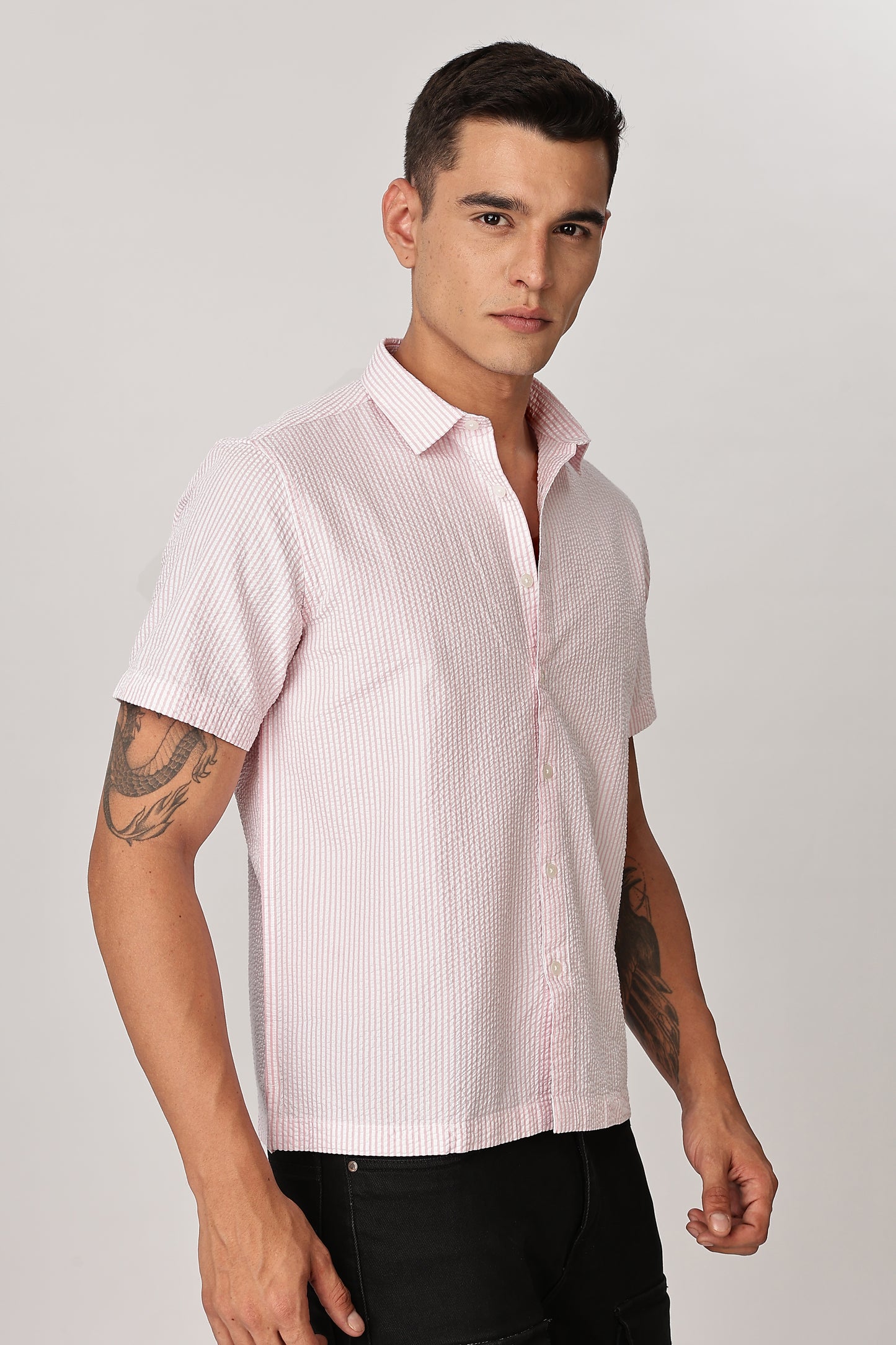 Uri Pink Seersucker Shirt