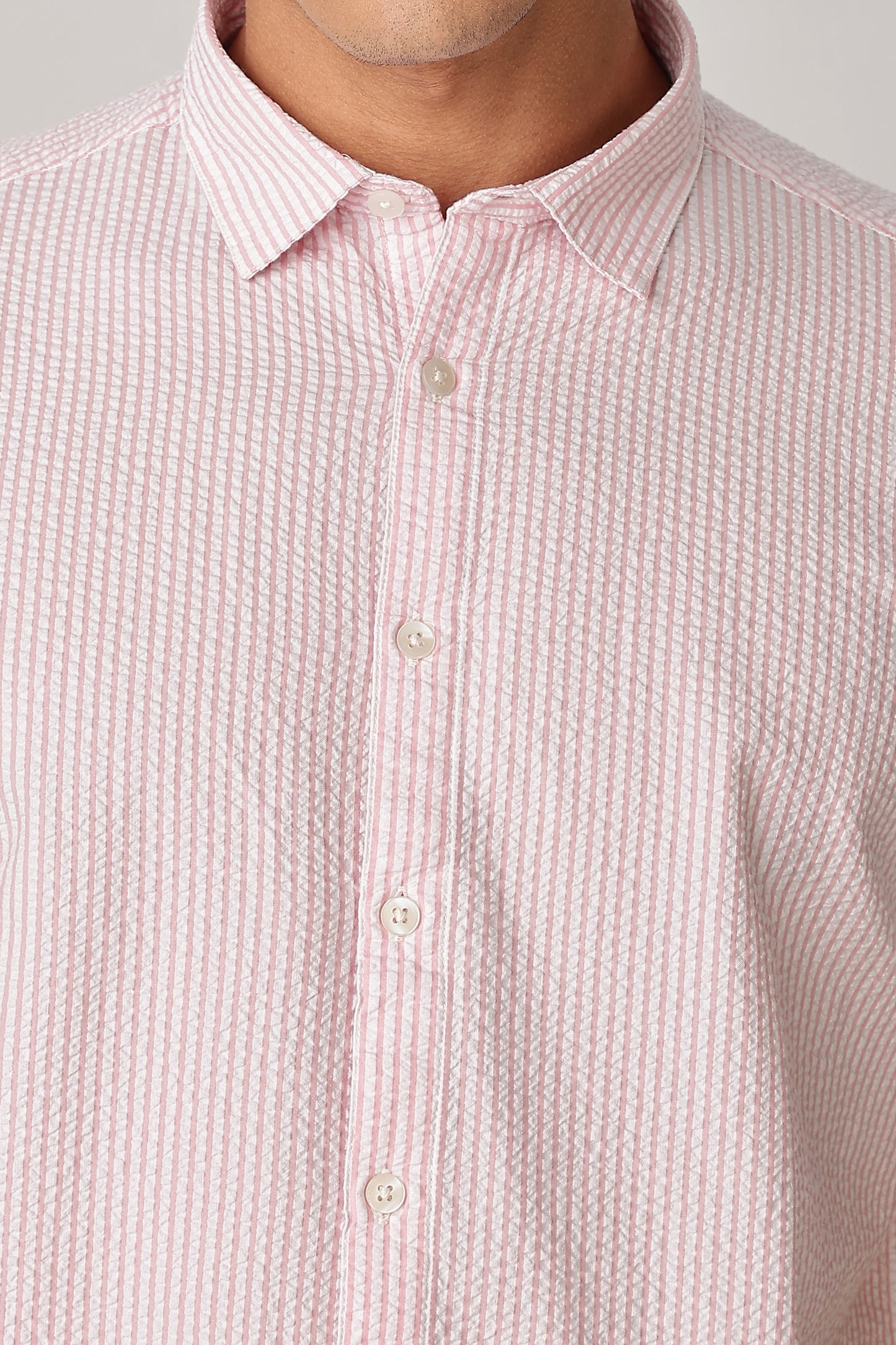 Uri Pink Seersucker Shirt