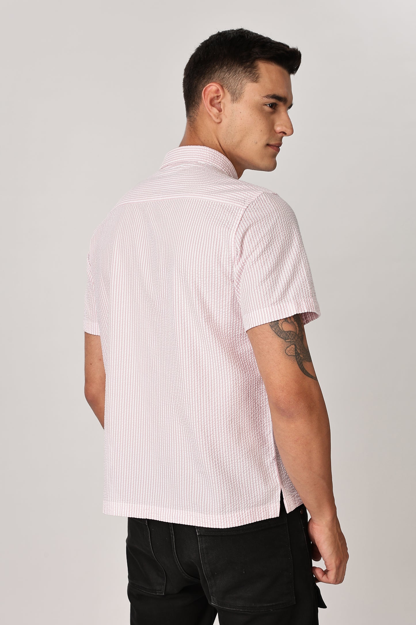 Uri Pink Seersucker Shirt