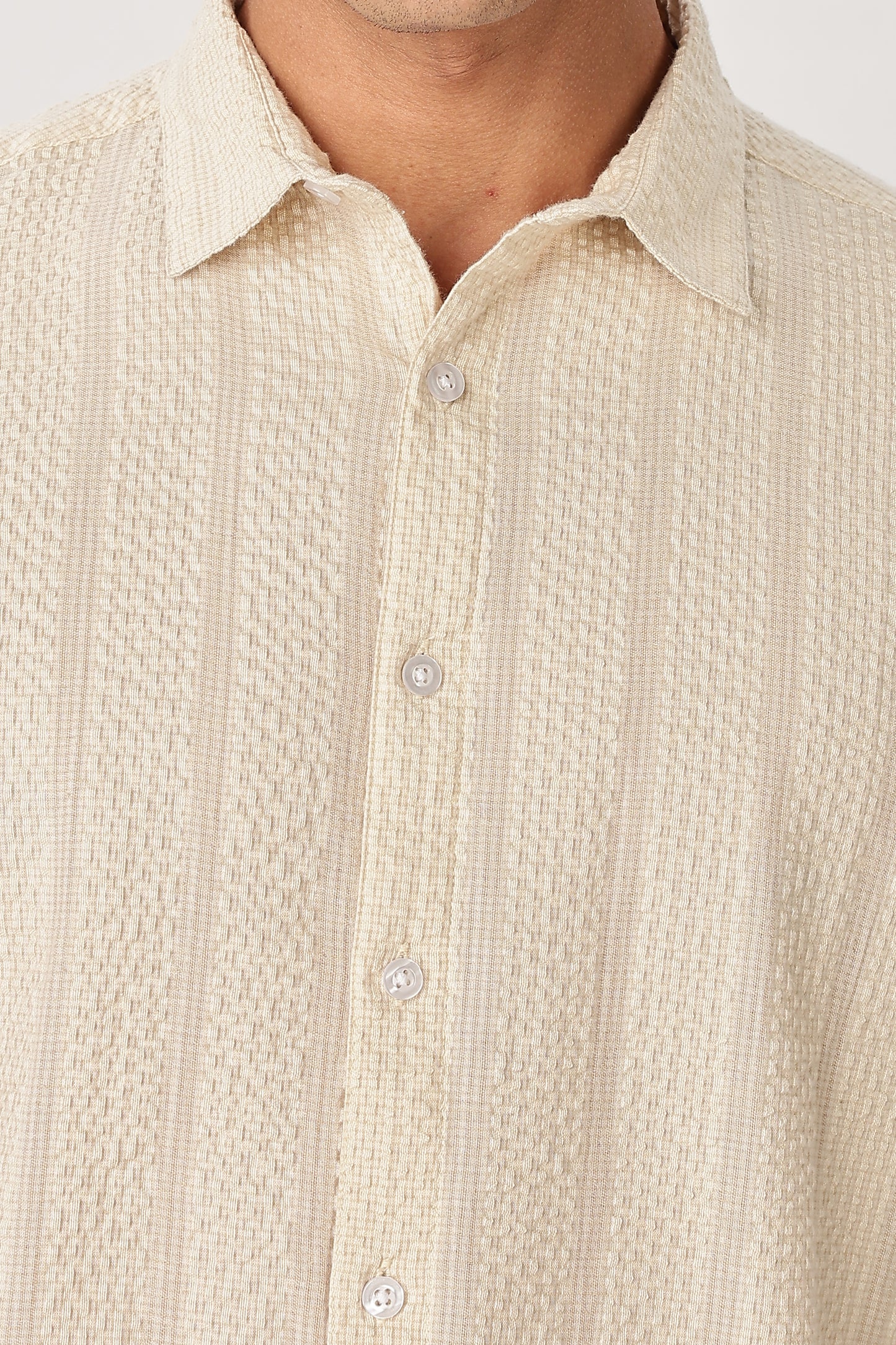 Uri Beige Seersucker Shirt