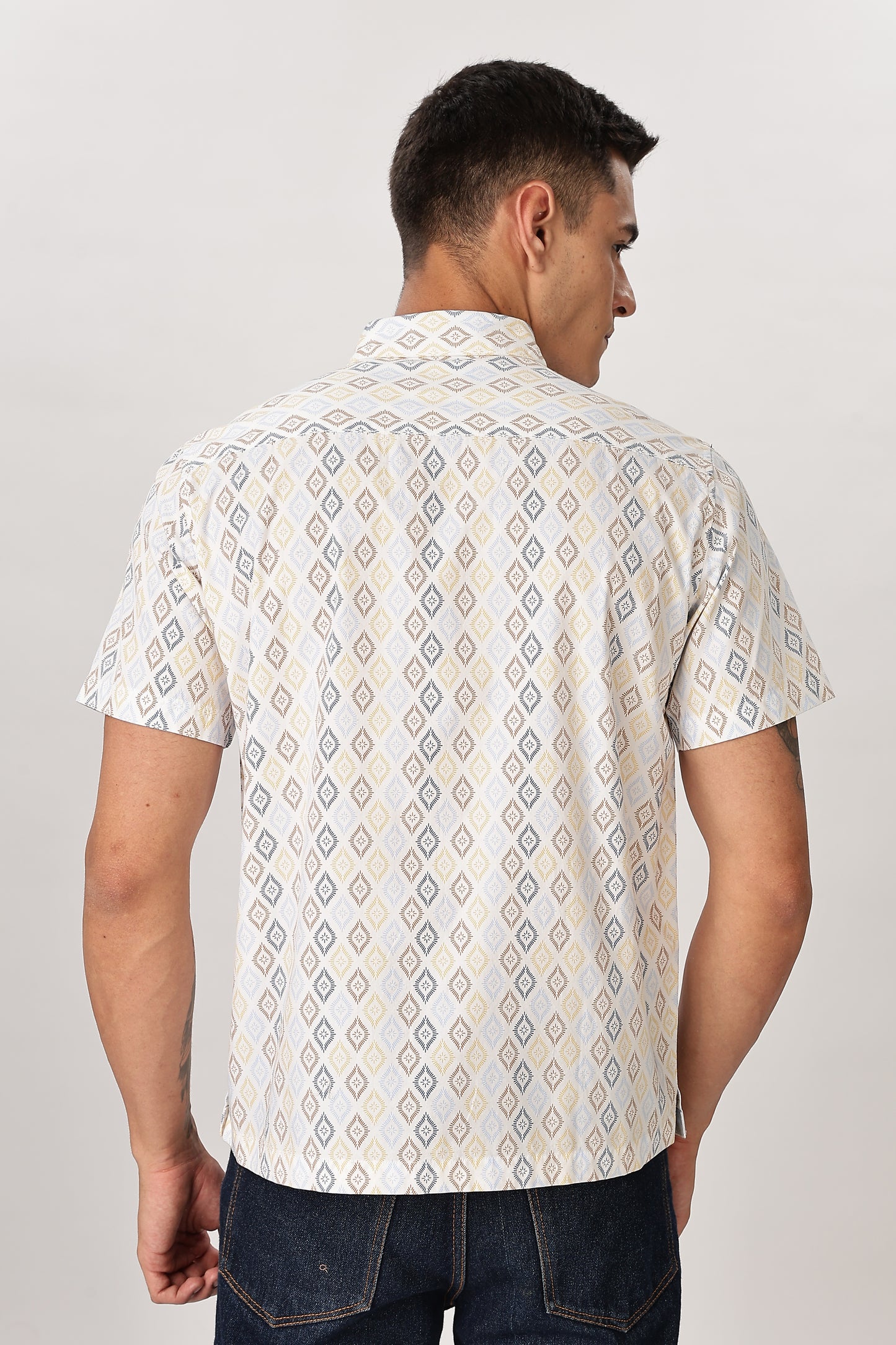 Uri Geometric Print Box Fit Shirt