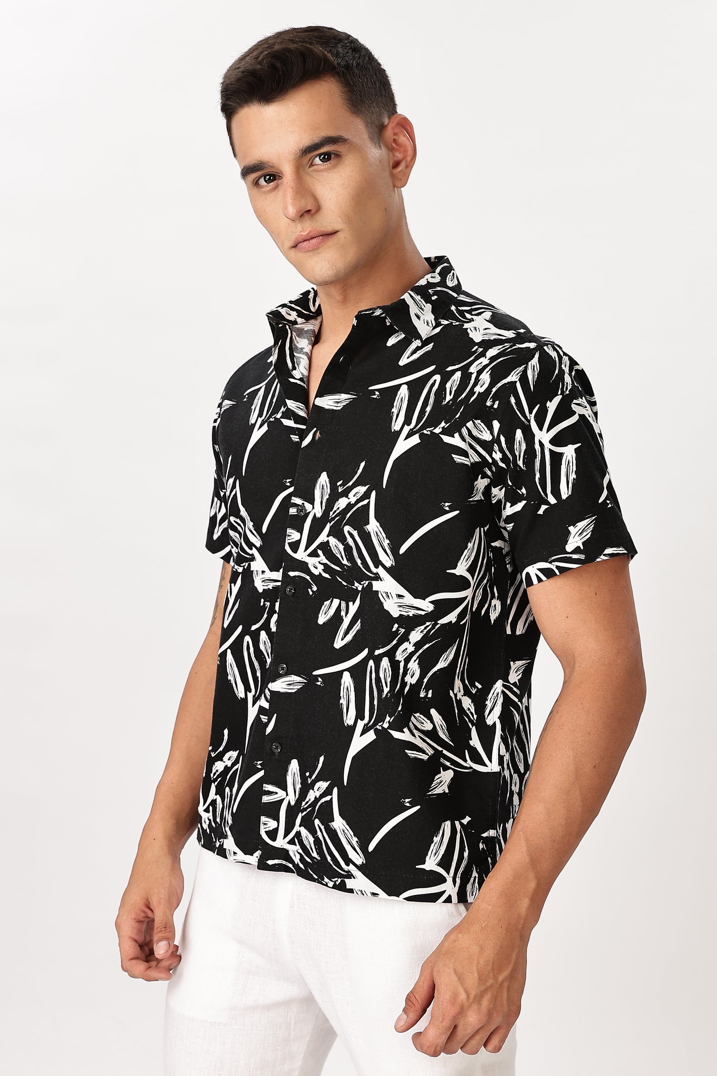 Uri Floral Sketch Black Shirt