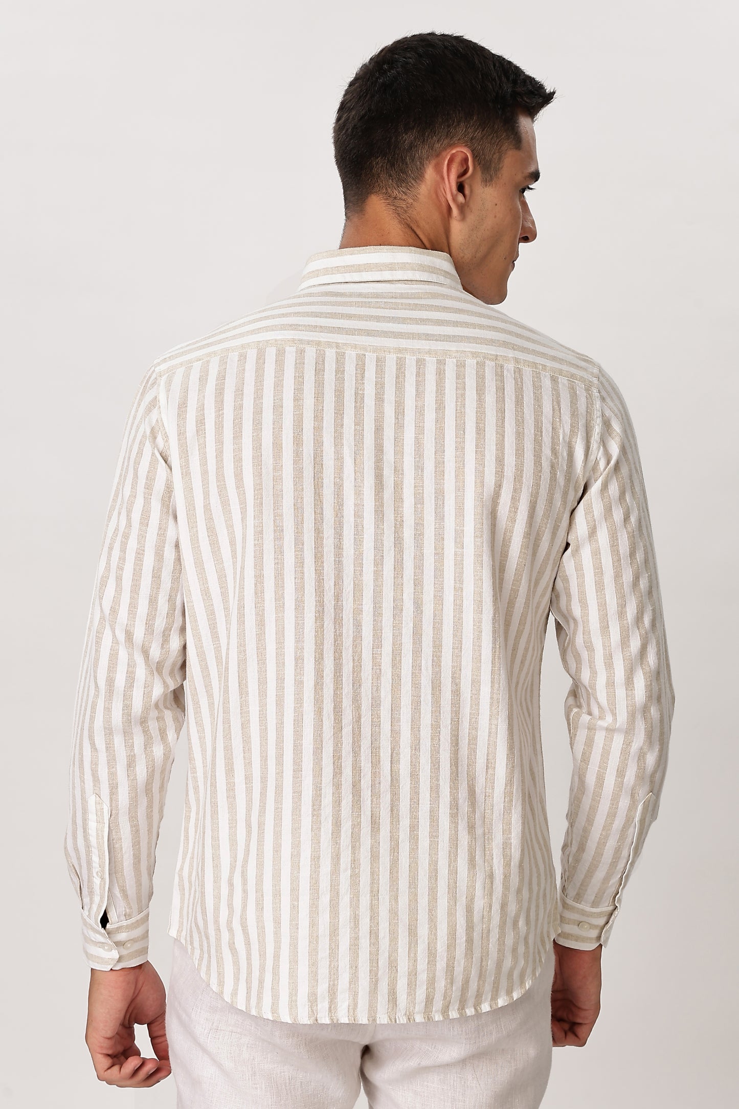 Uri Sand Striped Linen Blend Shirt