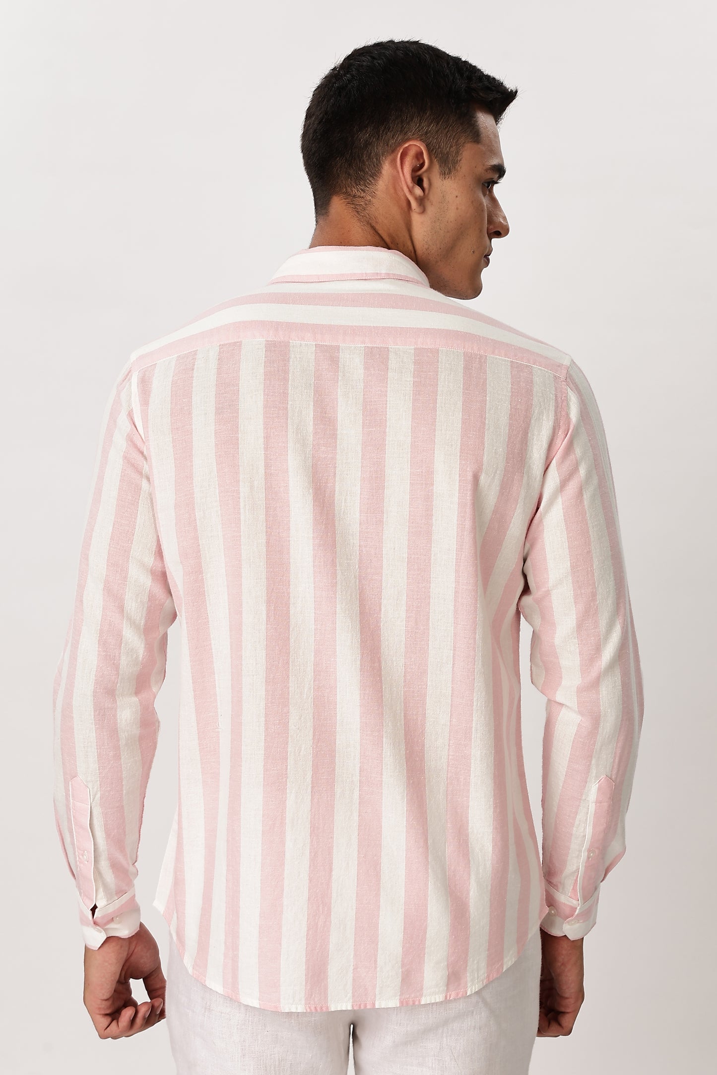 Uri Puce Pink Stripes Cotton Shirt