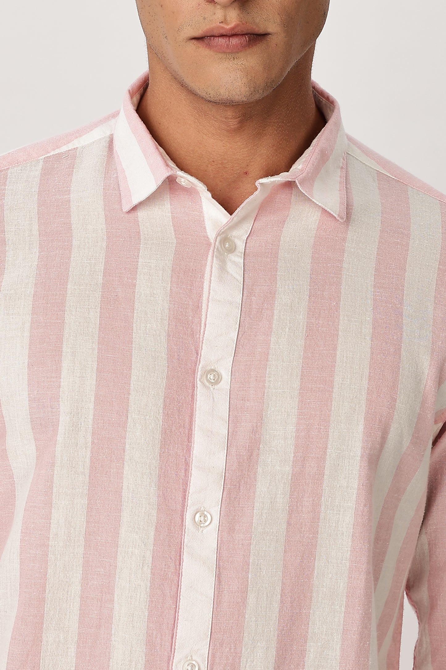 Uri Puce Pink Stripes Cotton Shirt