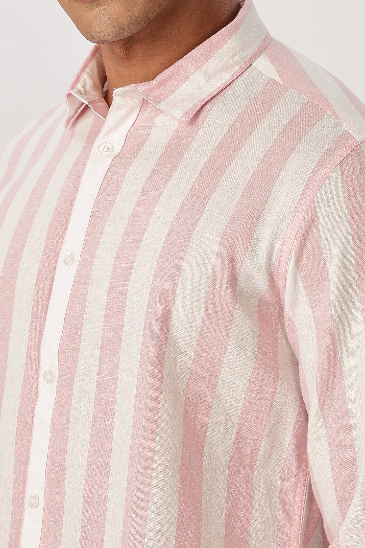 Uri Puce Pink Stripes Cotton Shirt