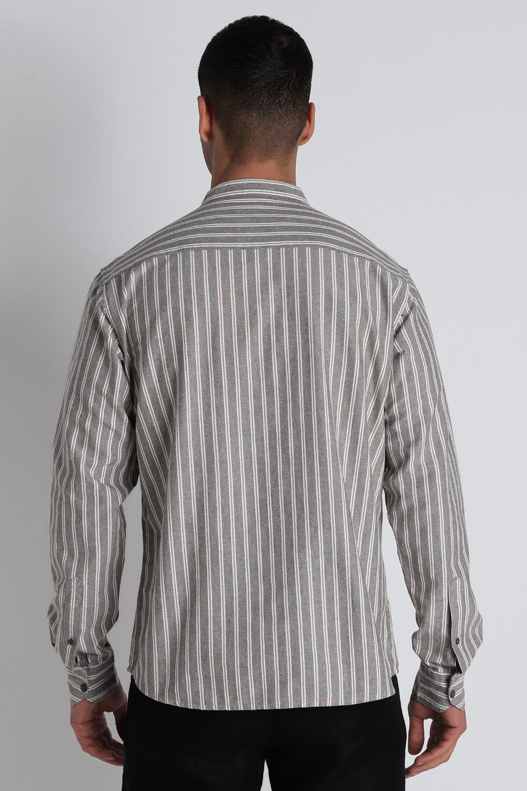 Ash Brown Pinstripe Short Kurta