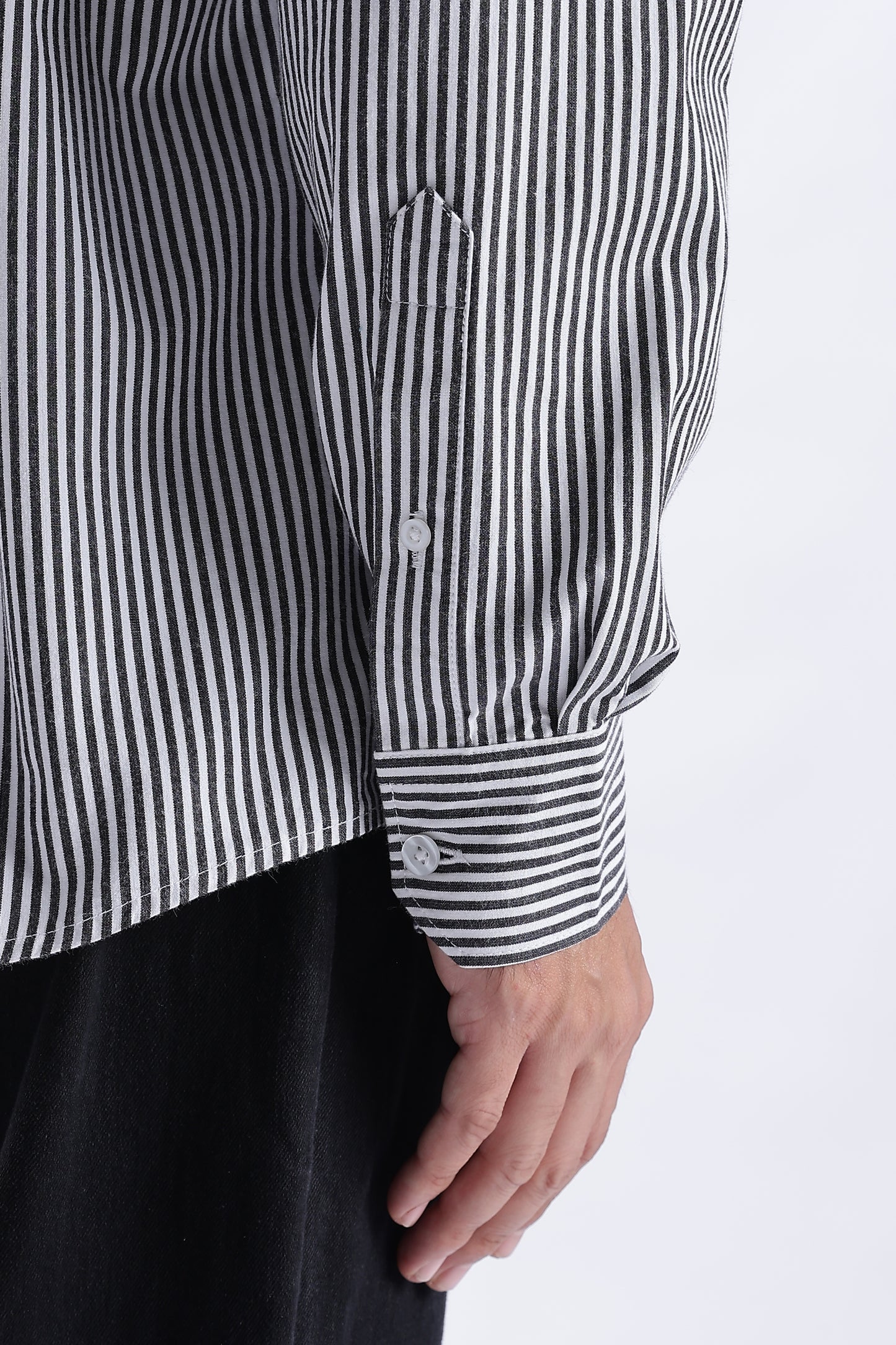 Uri Black Pinstripe Cotton Shirt