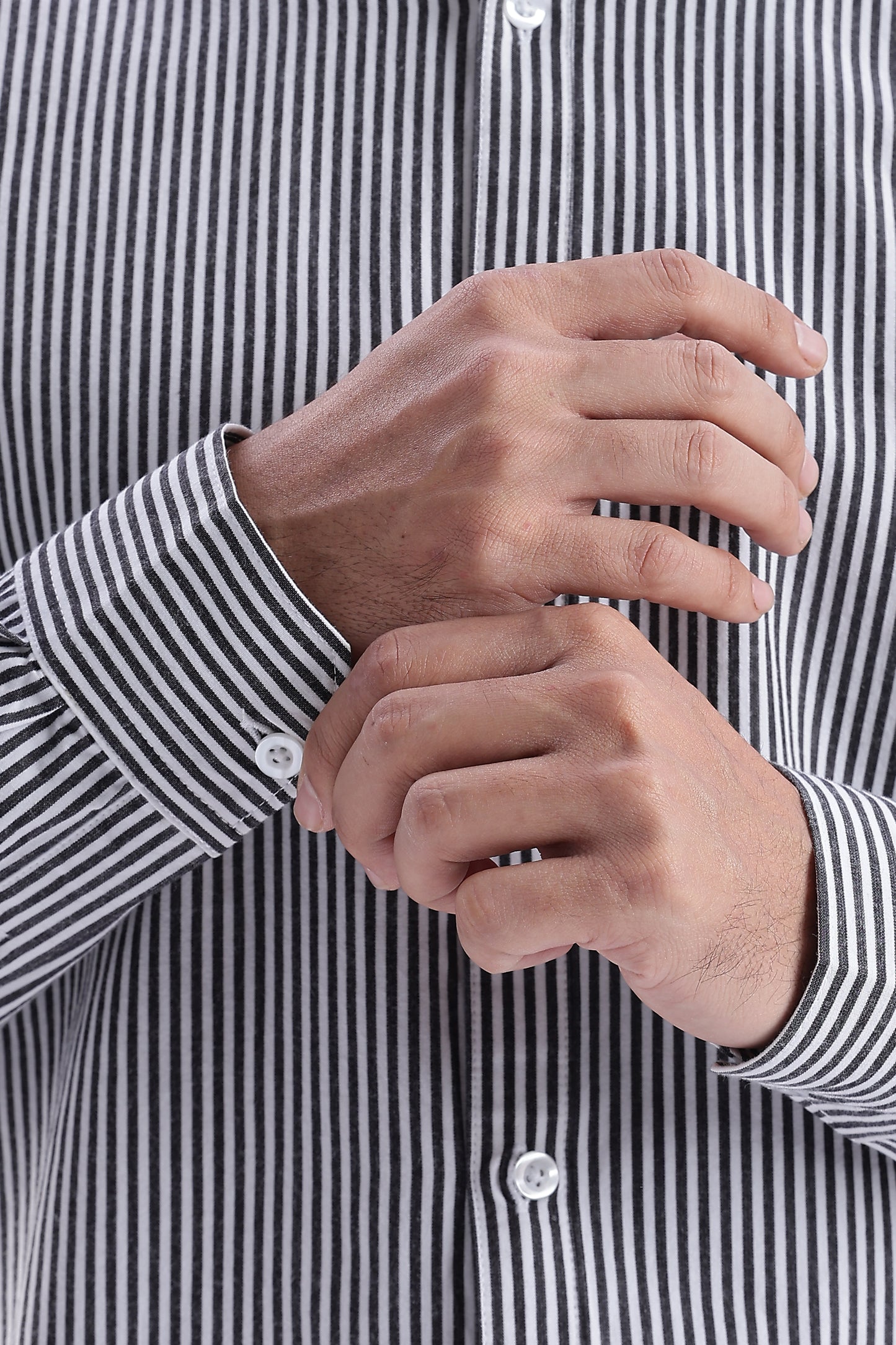 Uri Black Pinstripe Cotton Shirt