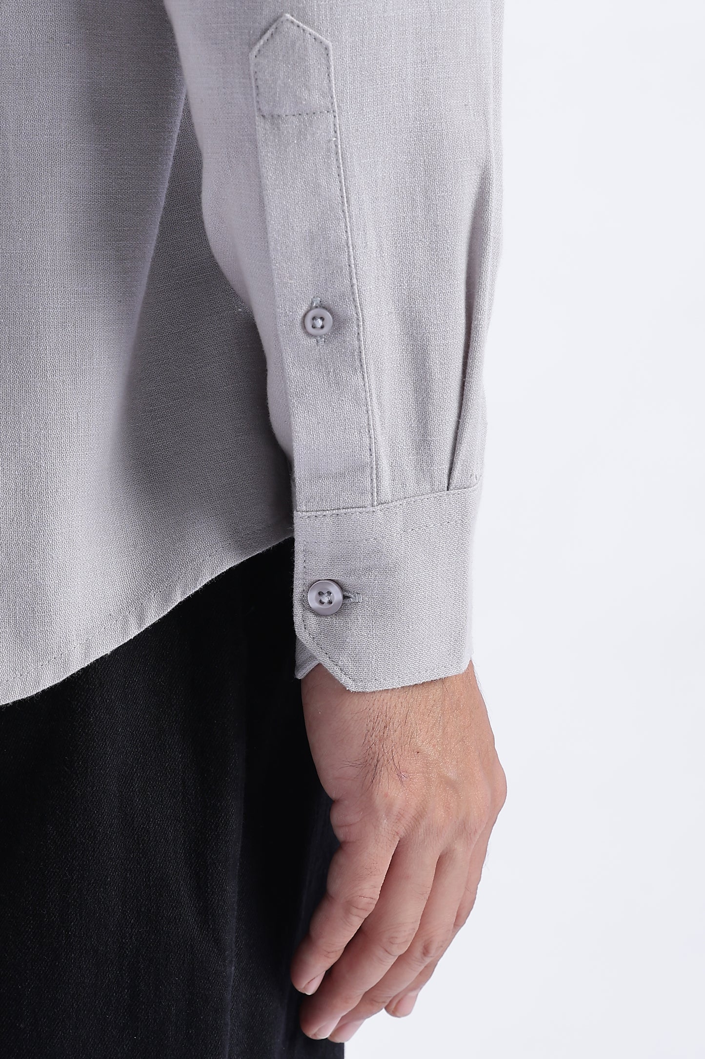 Uri Argent Grey Spread Collar Solid Shirt