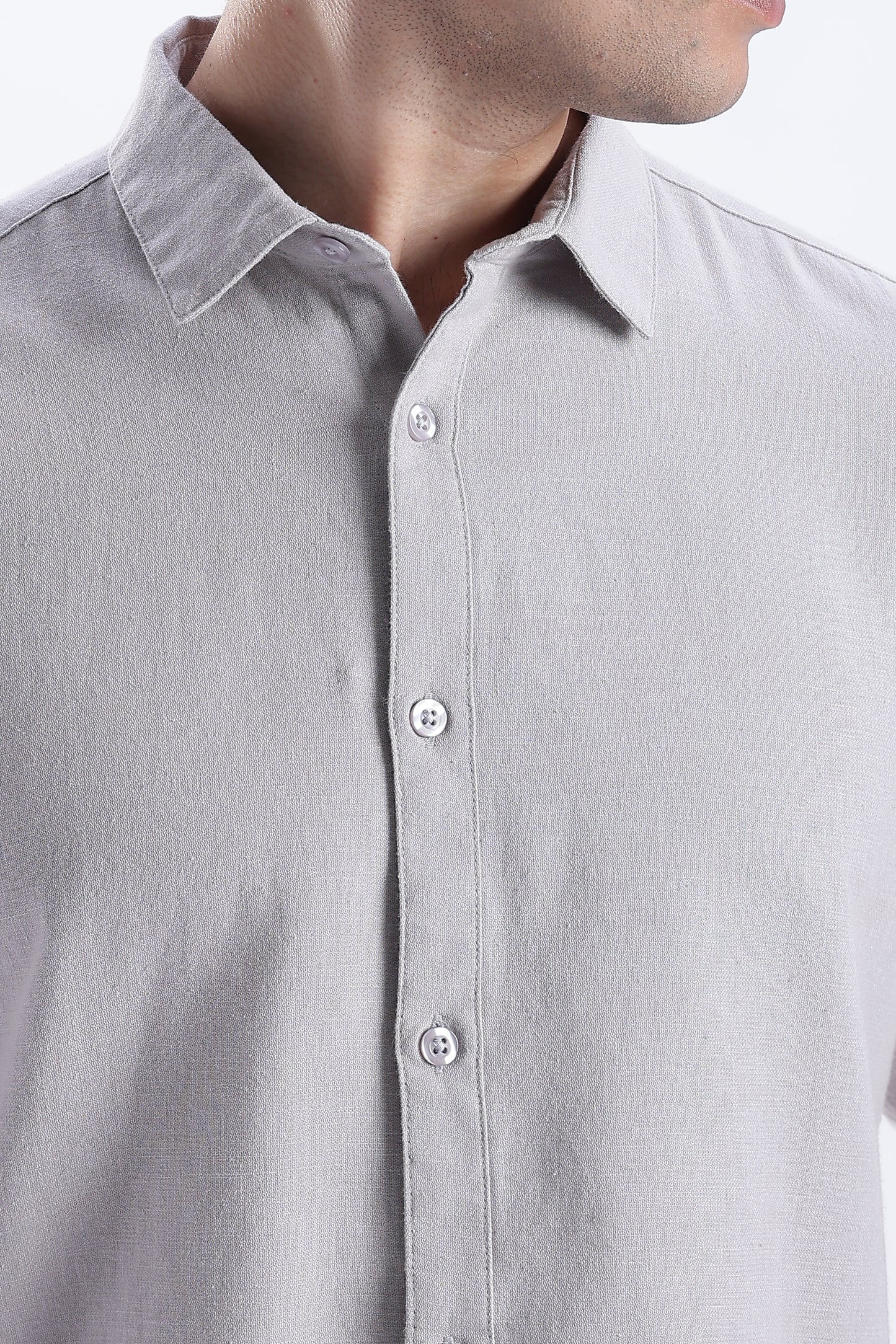 Uri Argent Grey Spread Collar Solid Shirt